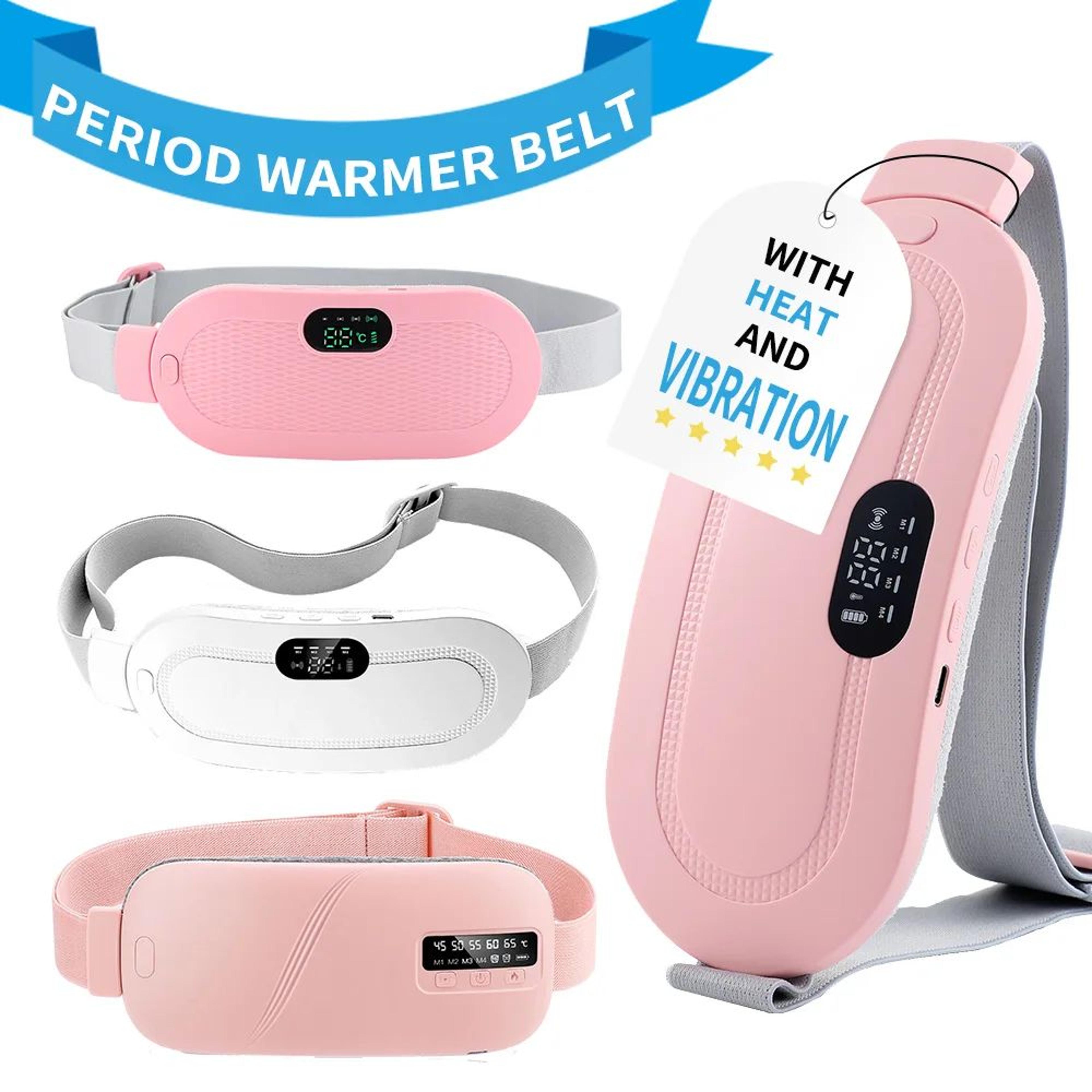 electric heating pad menstrual cramp massager belt with heat & vibration – portable period pain relief waist warmer