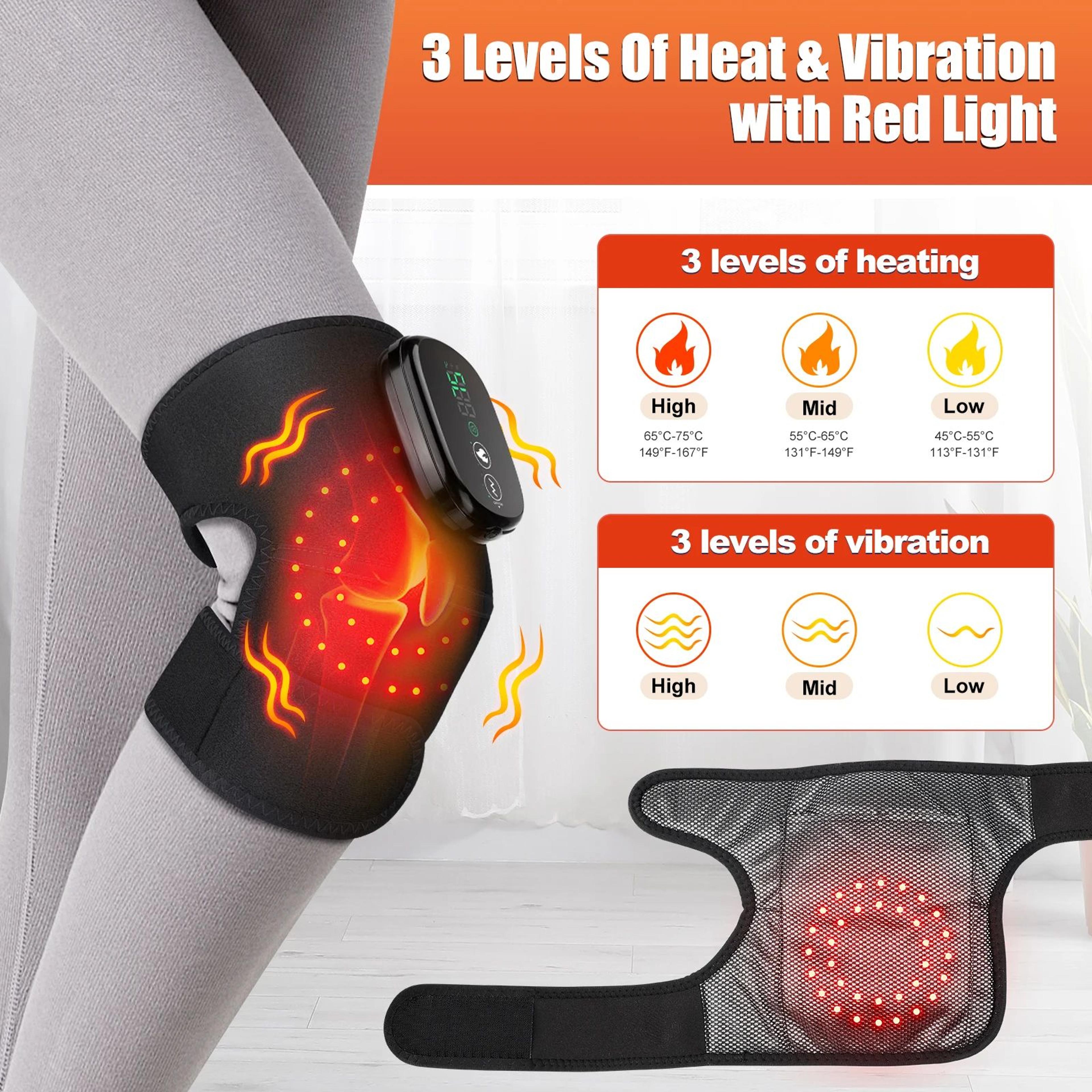 3-in-1 heated vibrating knee pad with far infrared therapy – usb knee shoulder elbow brace with heat & massage