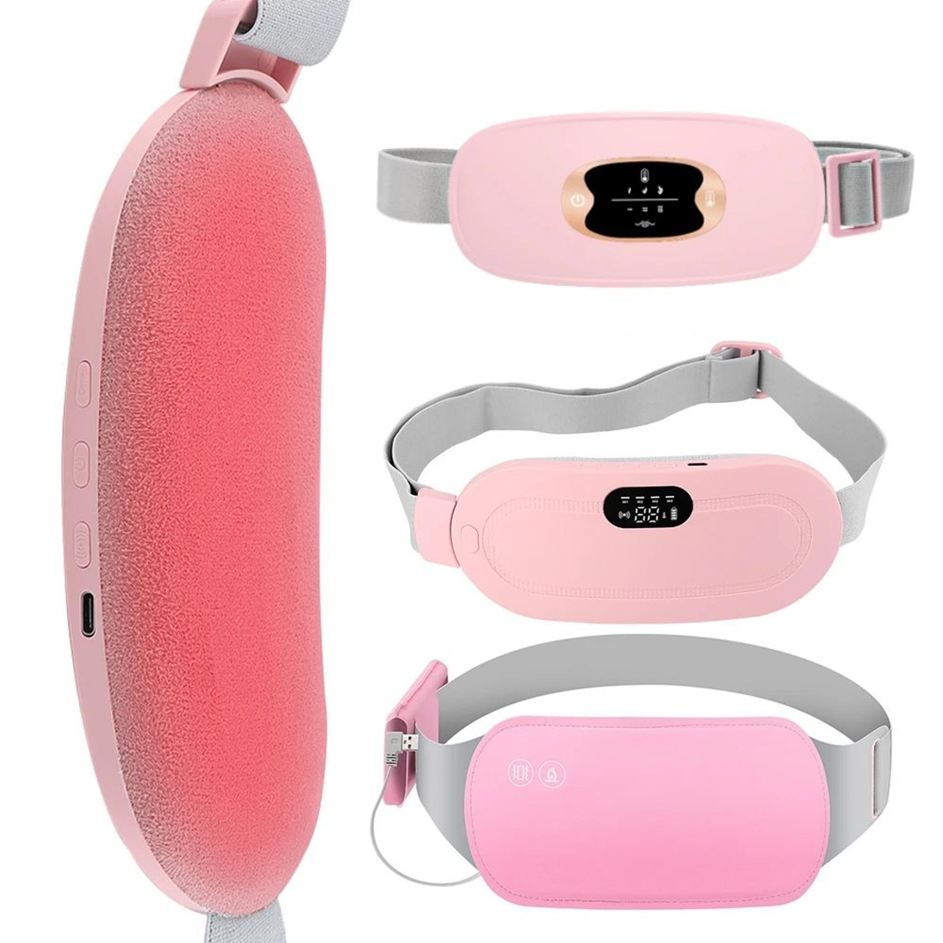 usb electric menstrual heating pad with vibration massage – portable period pain relief belt for abdomen, waist & back