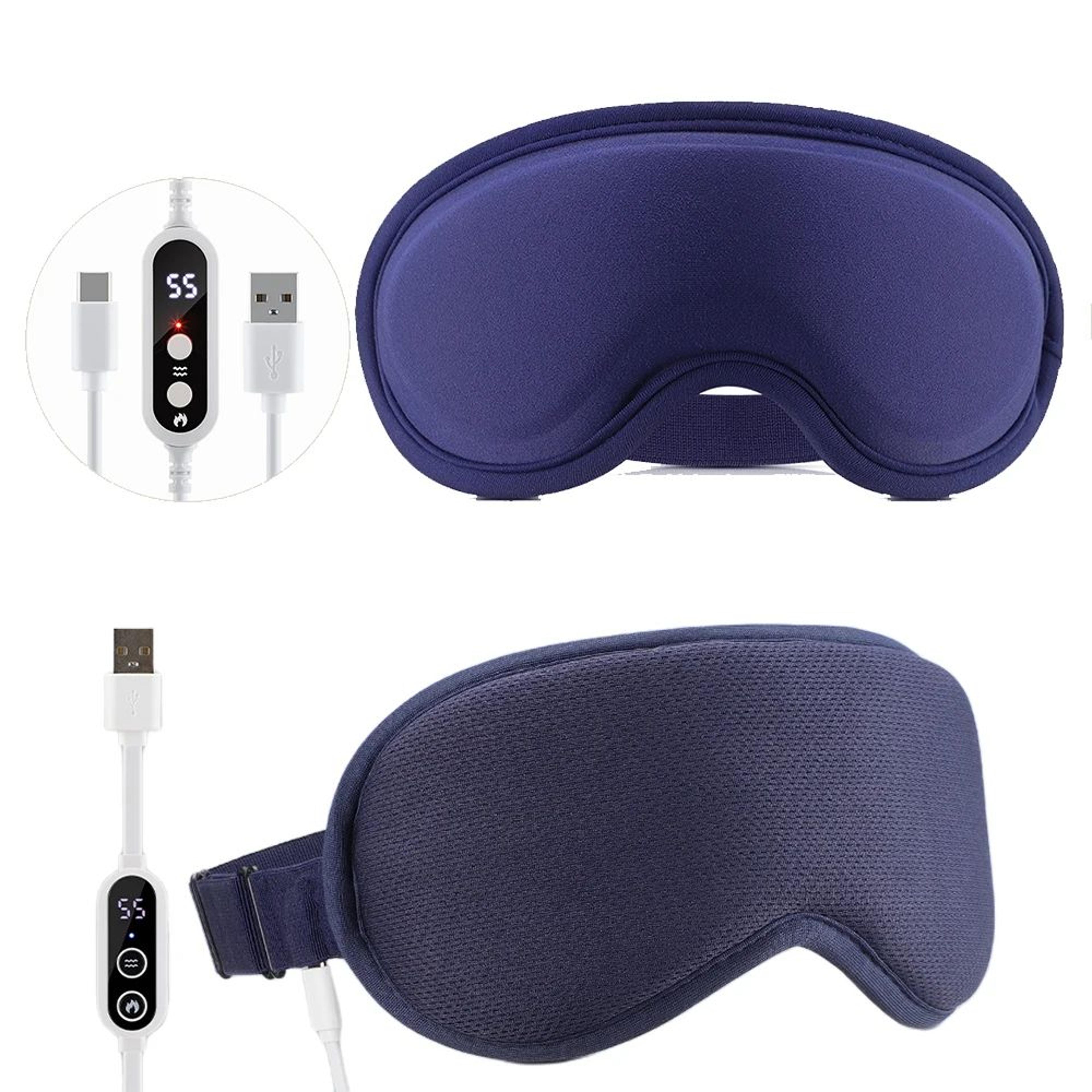 usb heated eye massager with vibration – rechargeable warm compress sleep eye mask for eye strain relief & travel