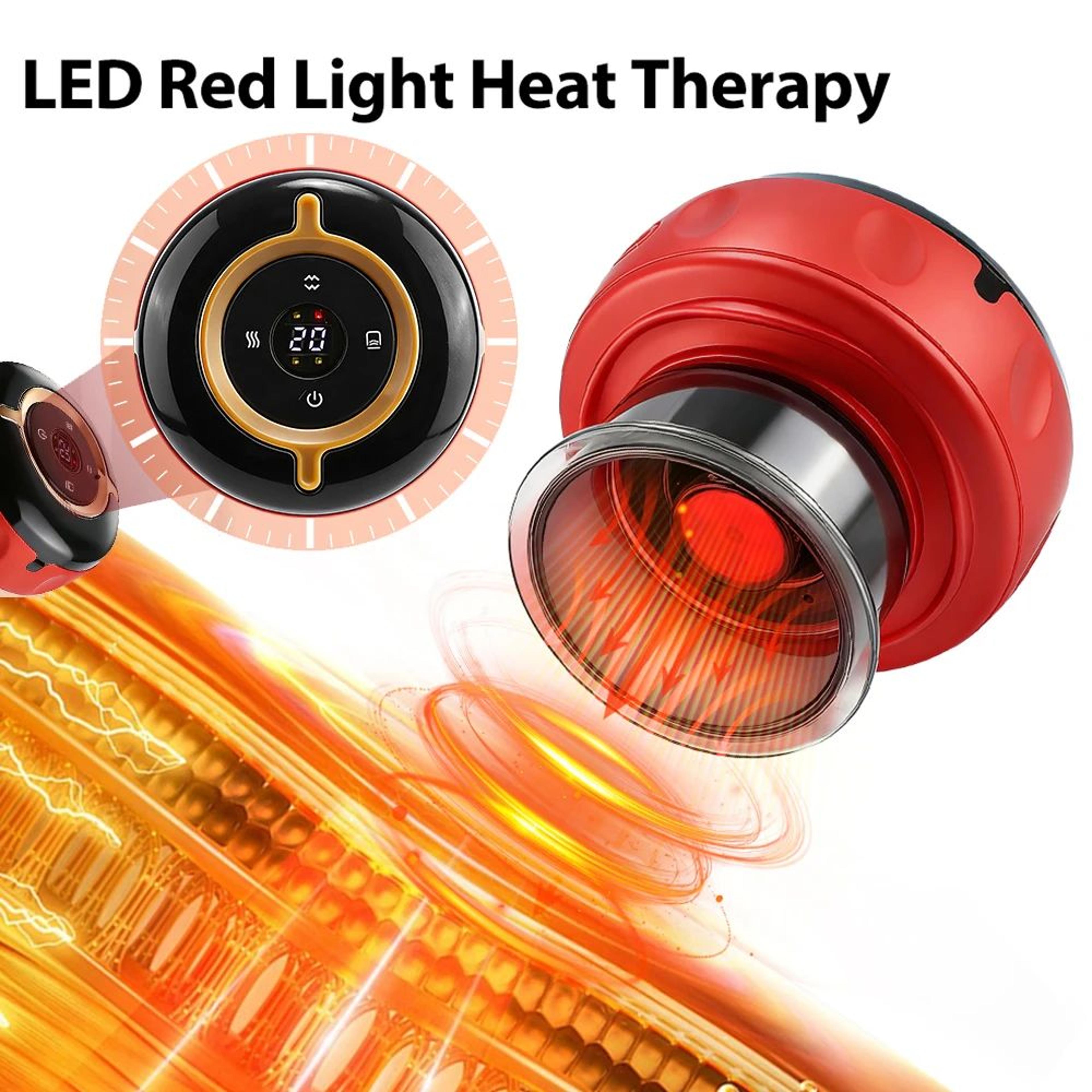 smart electric cupping massager with heat & remote control – red light vacuum suction therapy device with 12 intensity