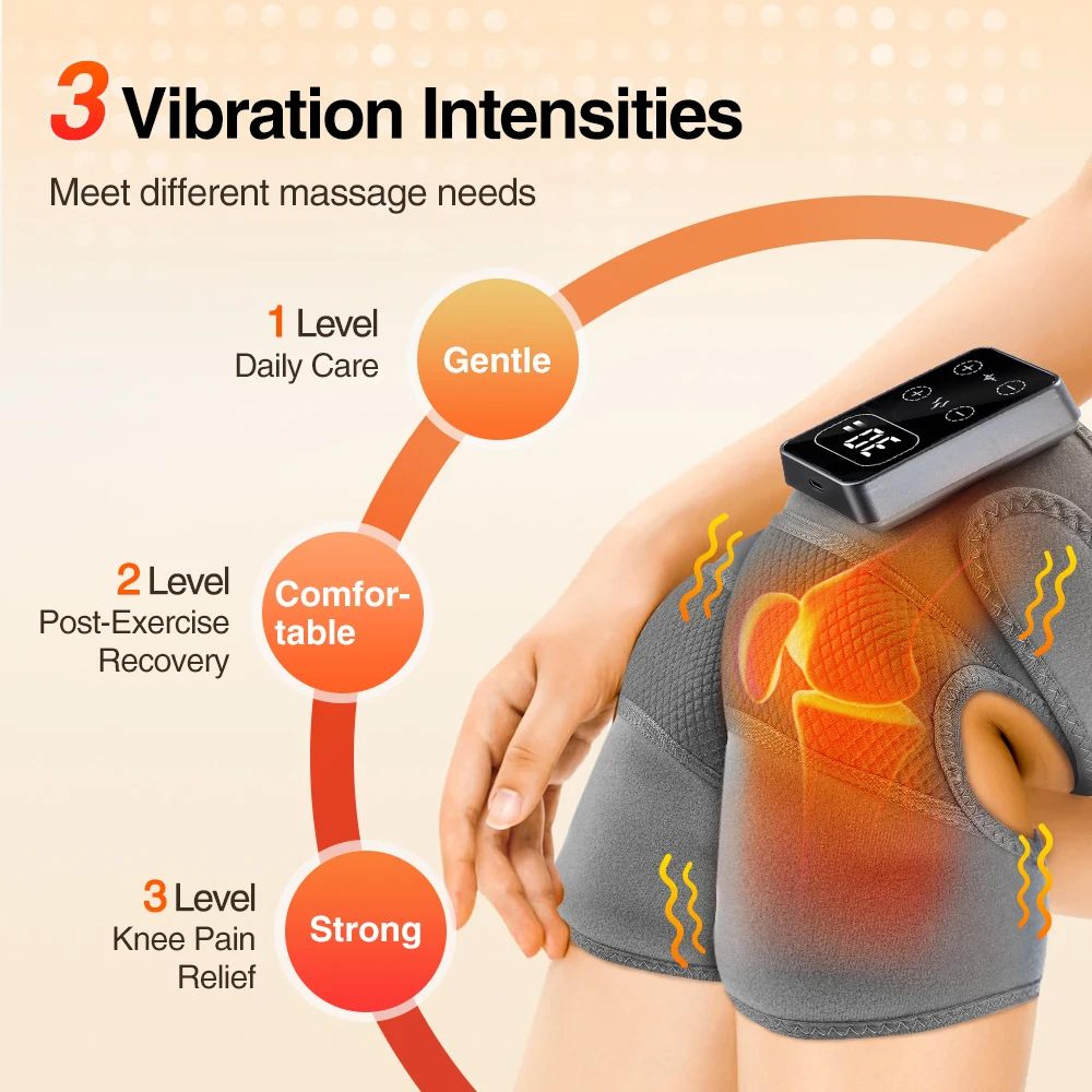 electric heating knee massager with vibration – rechargeable joint support wrap for knee shoulder & elbow pain relief