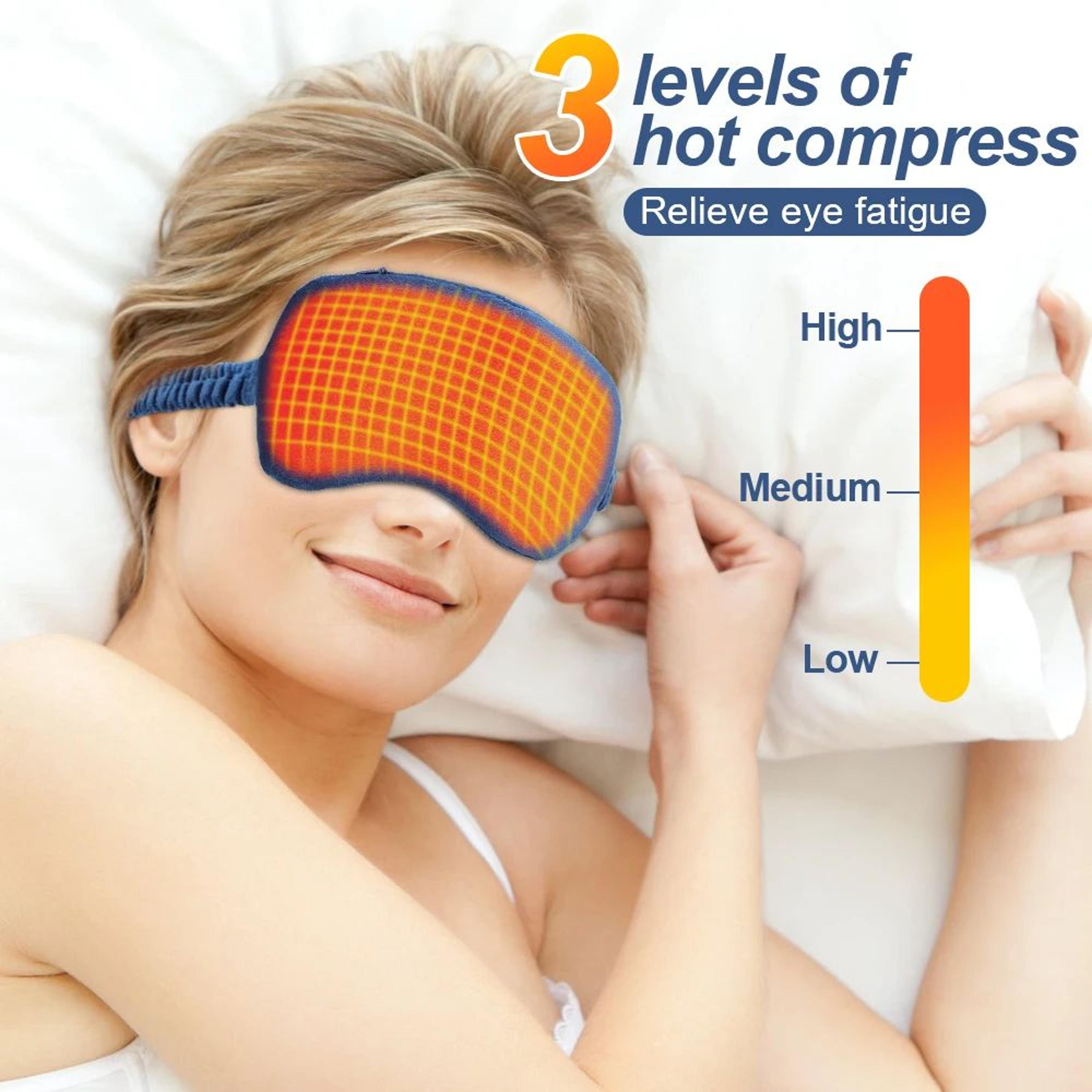 usb rechargeable heated eye mask with hot compress – electric sleep eye mask for eye fatigue relief & travel comfort
