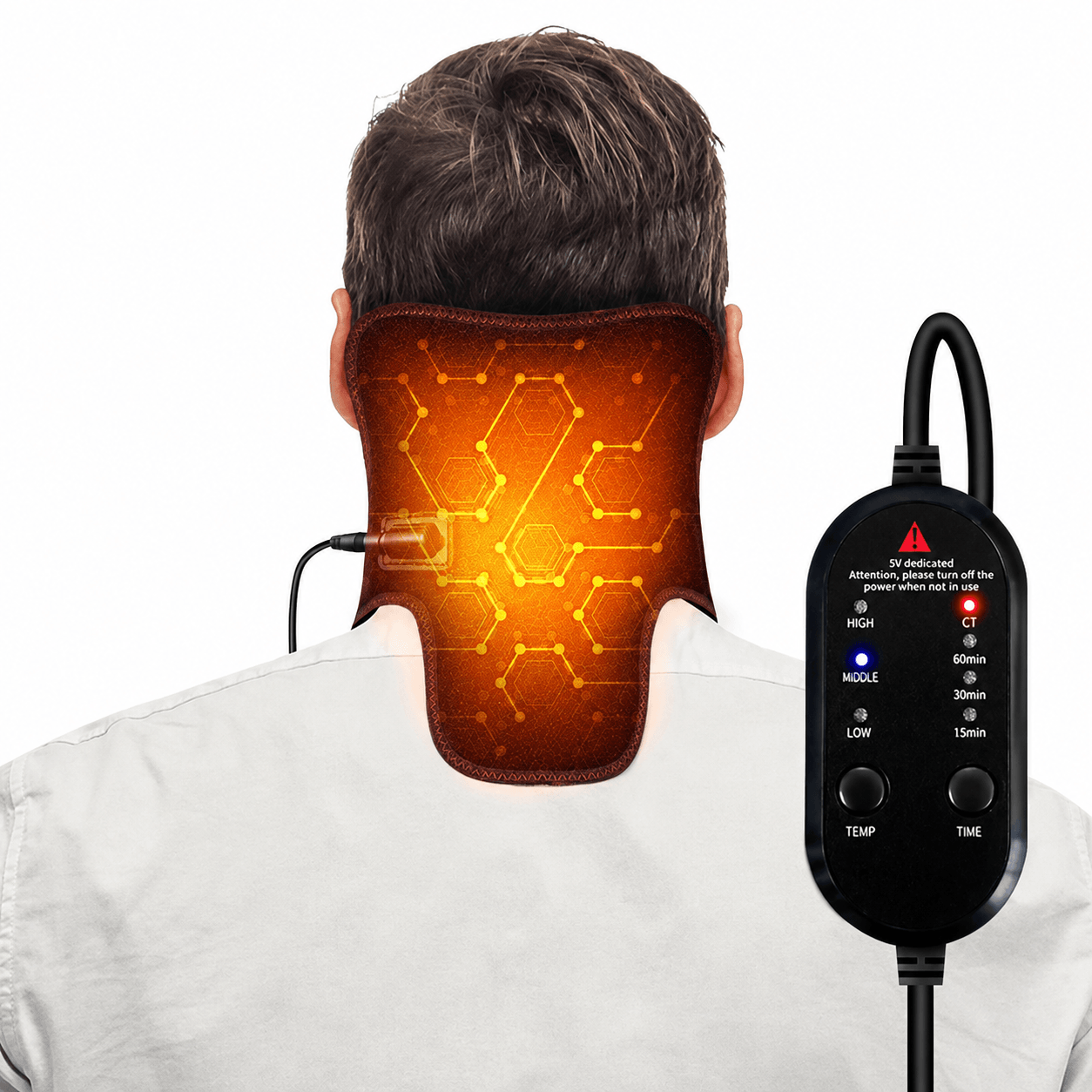 electric heated neck brace massager with adjustable heat – neck support wrap for pain relief & relaxation therapy
