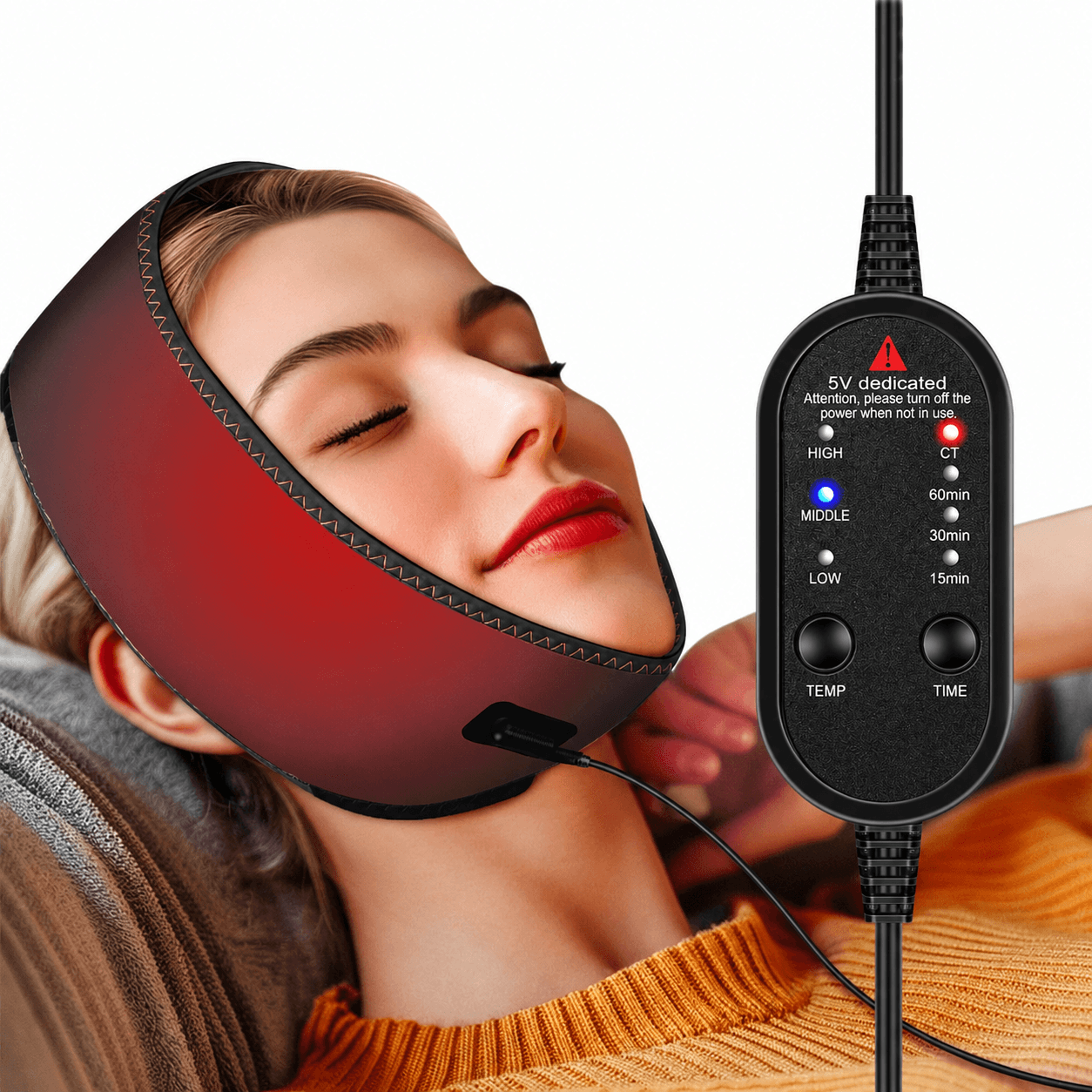 electric jaw heating pad with 3 heat & timer settings – tmj relief wrap for jaw chin face comfort therapy