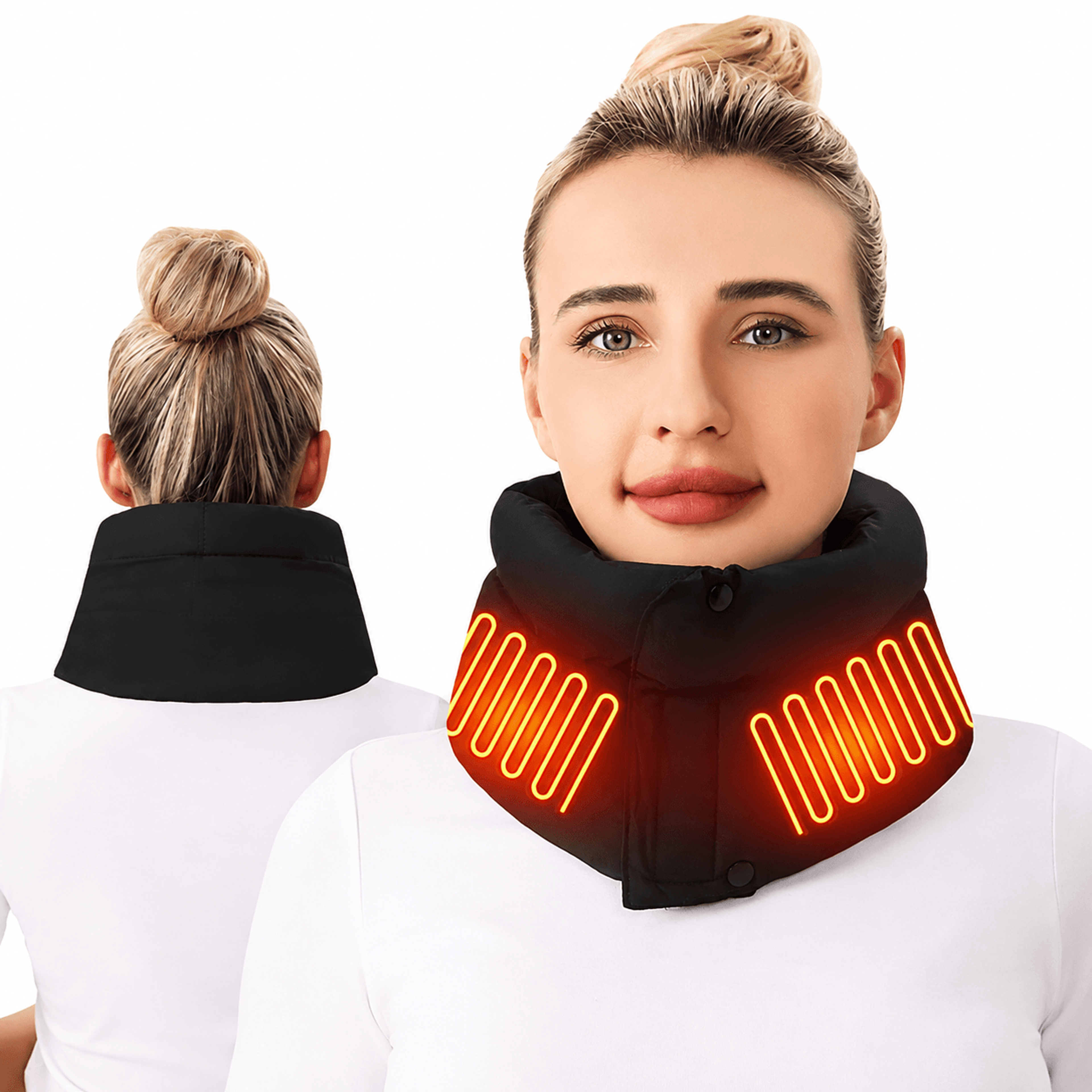 electric heating neck wrap with 3-level heat control – adjustable heated neck warmer scarf for hot compress therapy