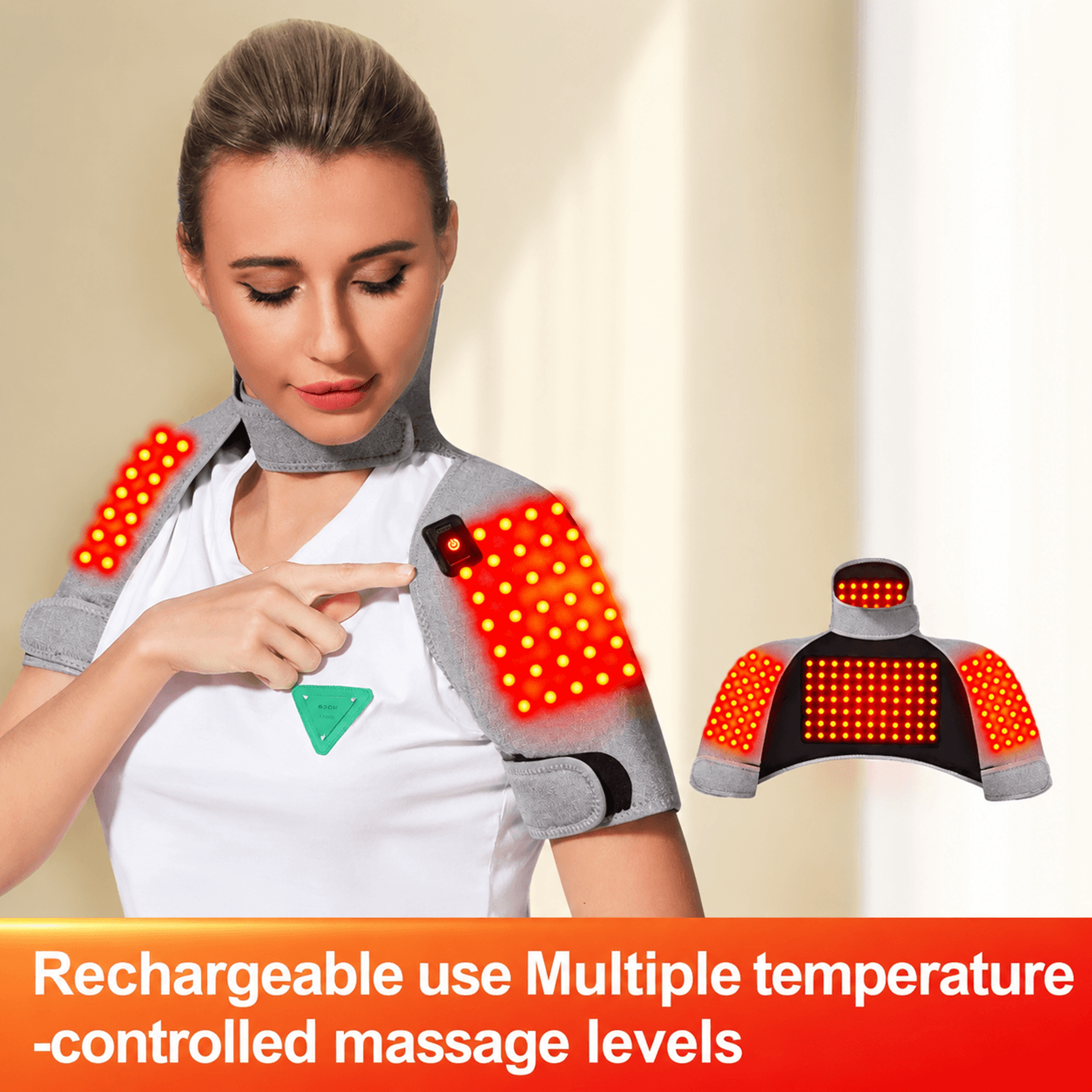red light heating massage shawl with heat & vibration – wearable neck shoulder back heating wrap for muscle relaxation