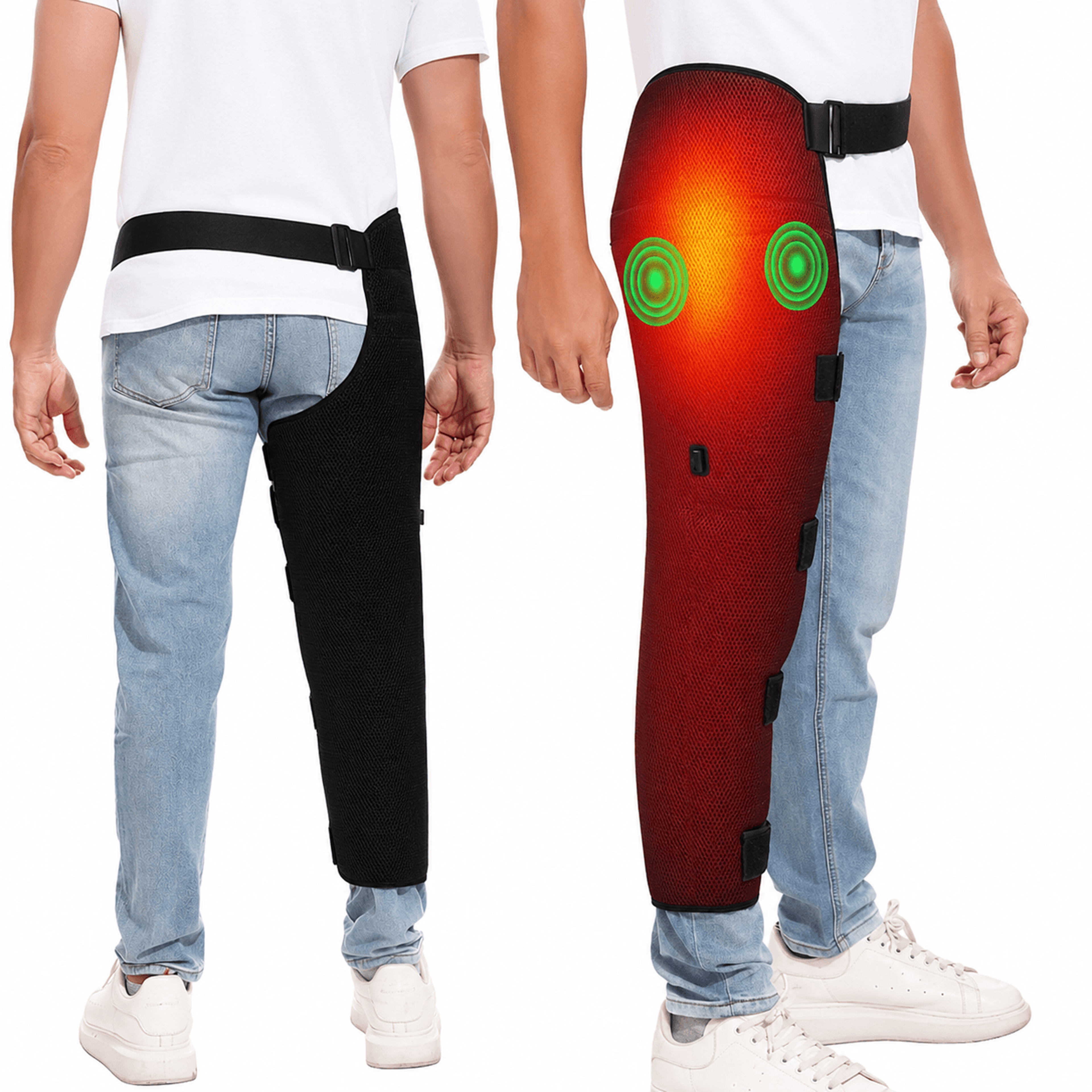 long hip leg heating pad with vibration massage – electric heated wrap for hip thigh knee & calf pain relief
