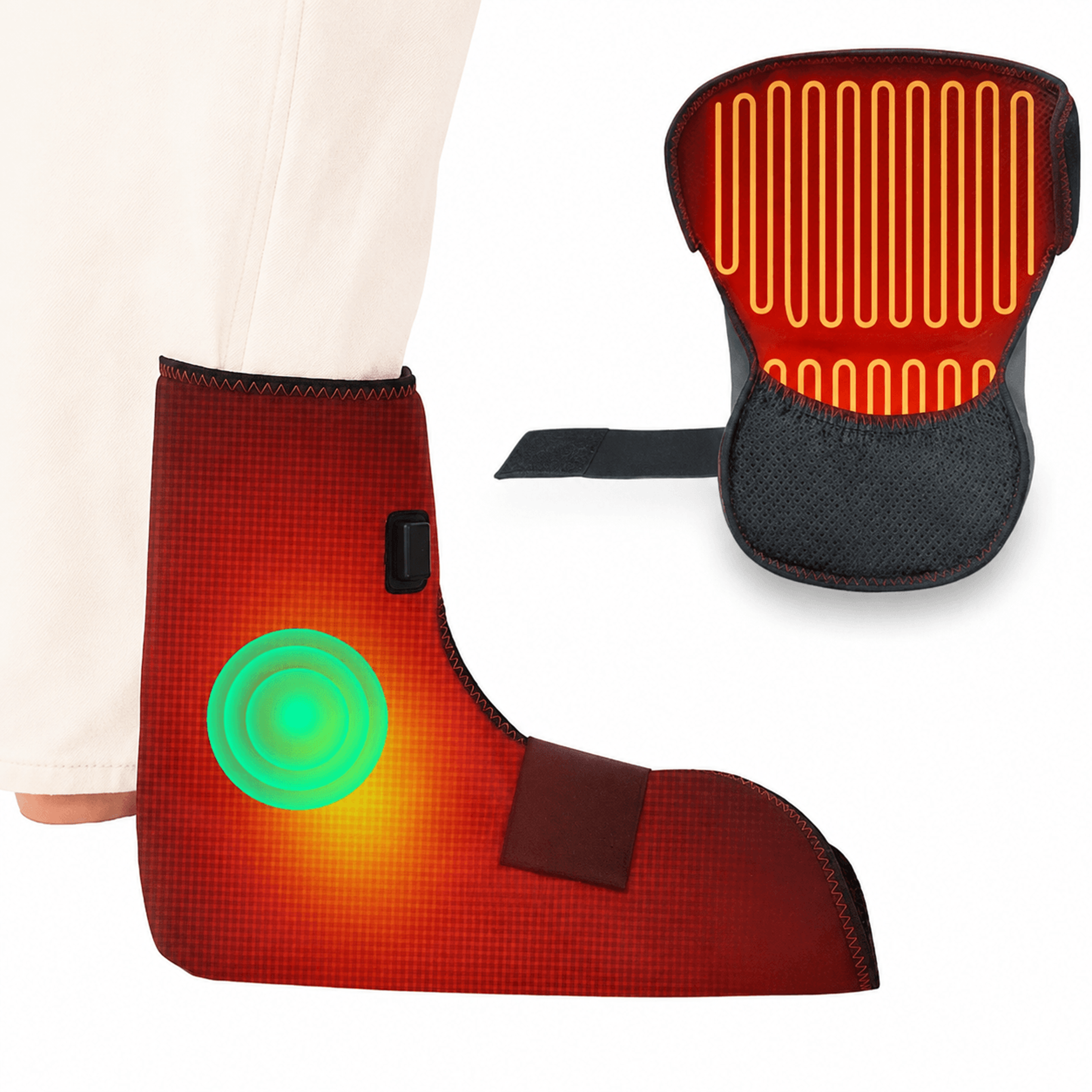 electric heated foot wrap with vibration massage – adjustable foot & ankle heating pad for heel pain relief