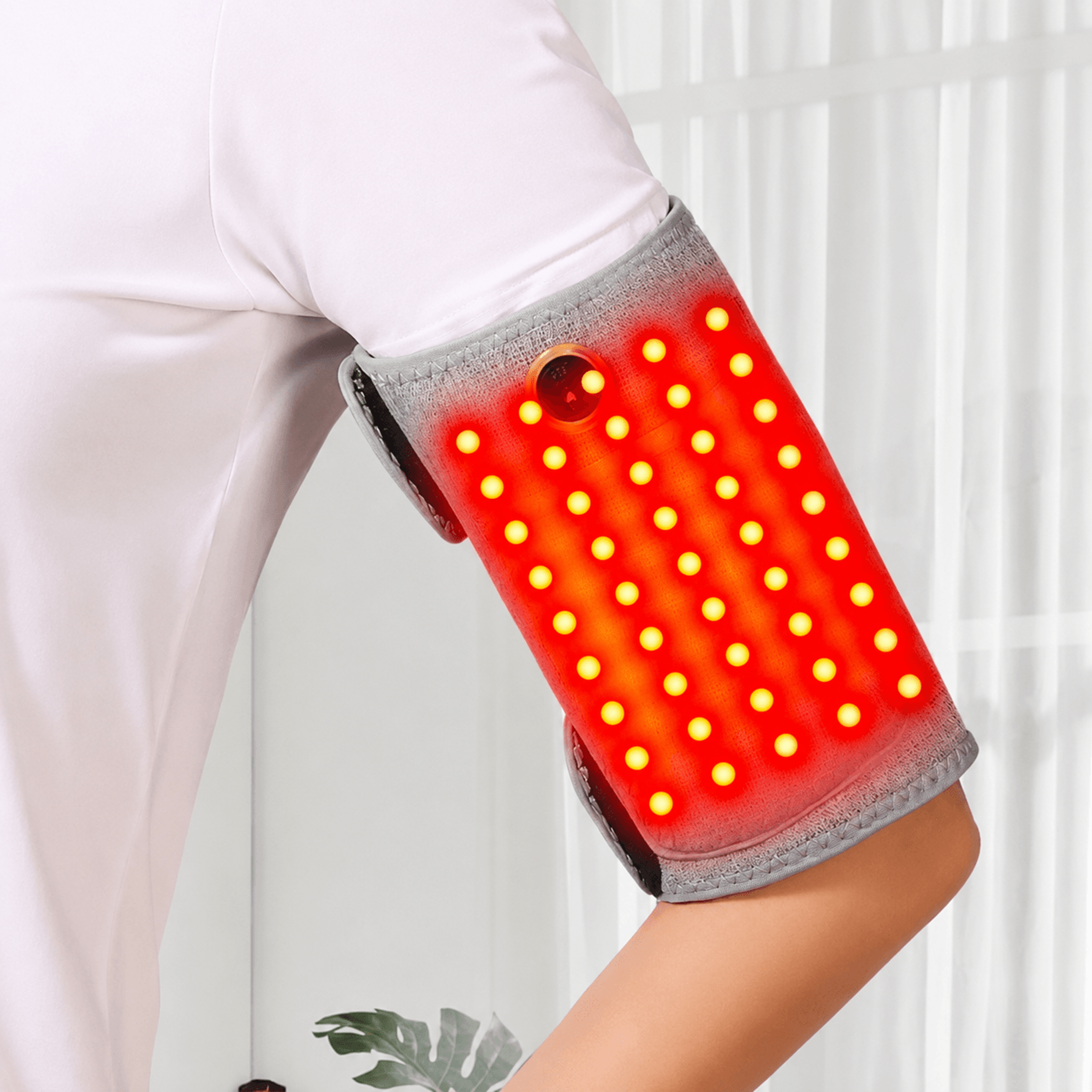 red light heated arm wrap with vibration massage – electric elbow heating pad for joint & muscle pain relief