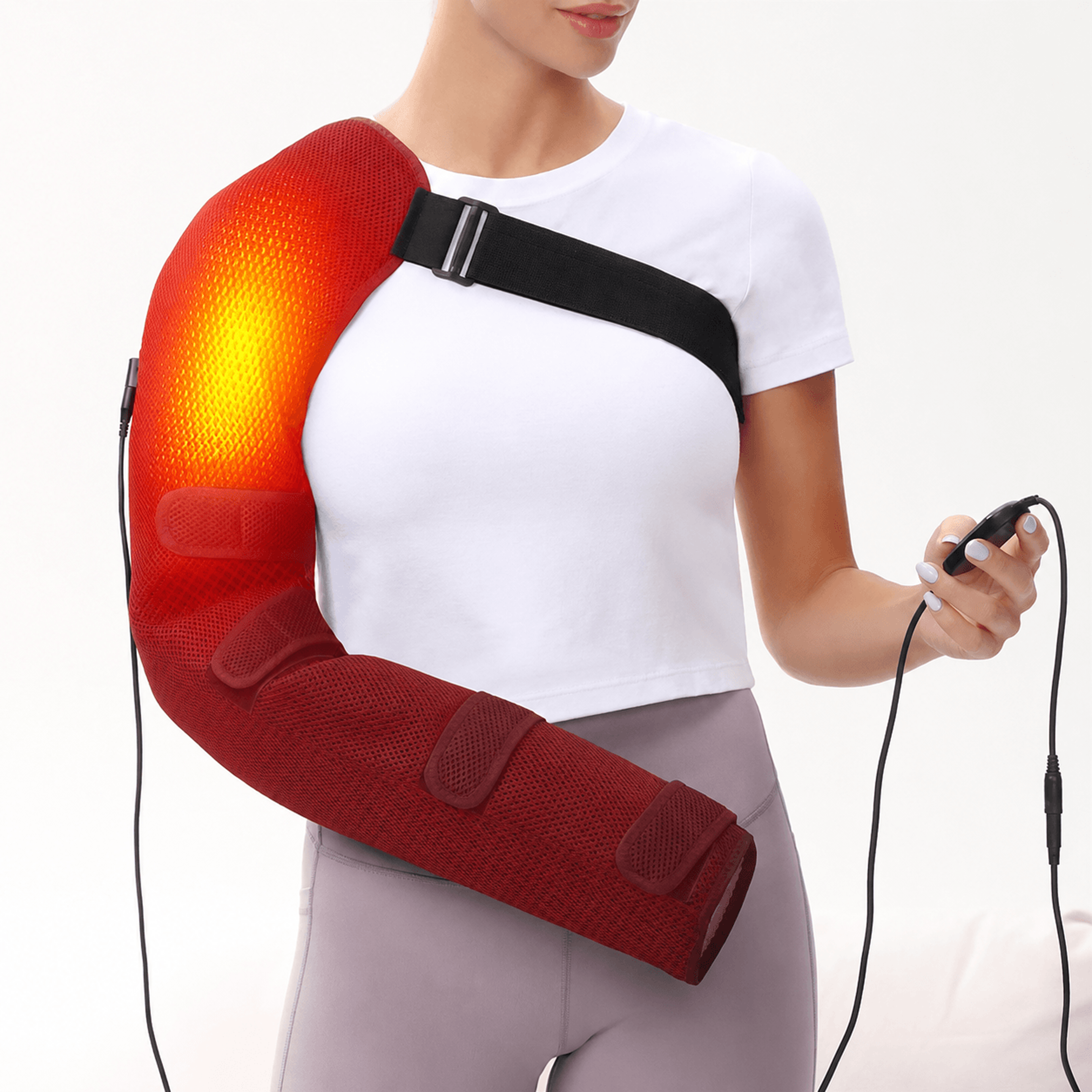 shoulder arm hand heating pad with vibration massage – heated therapy wrap for shoulder elbow wrist & hand pain relief