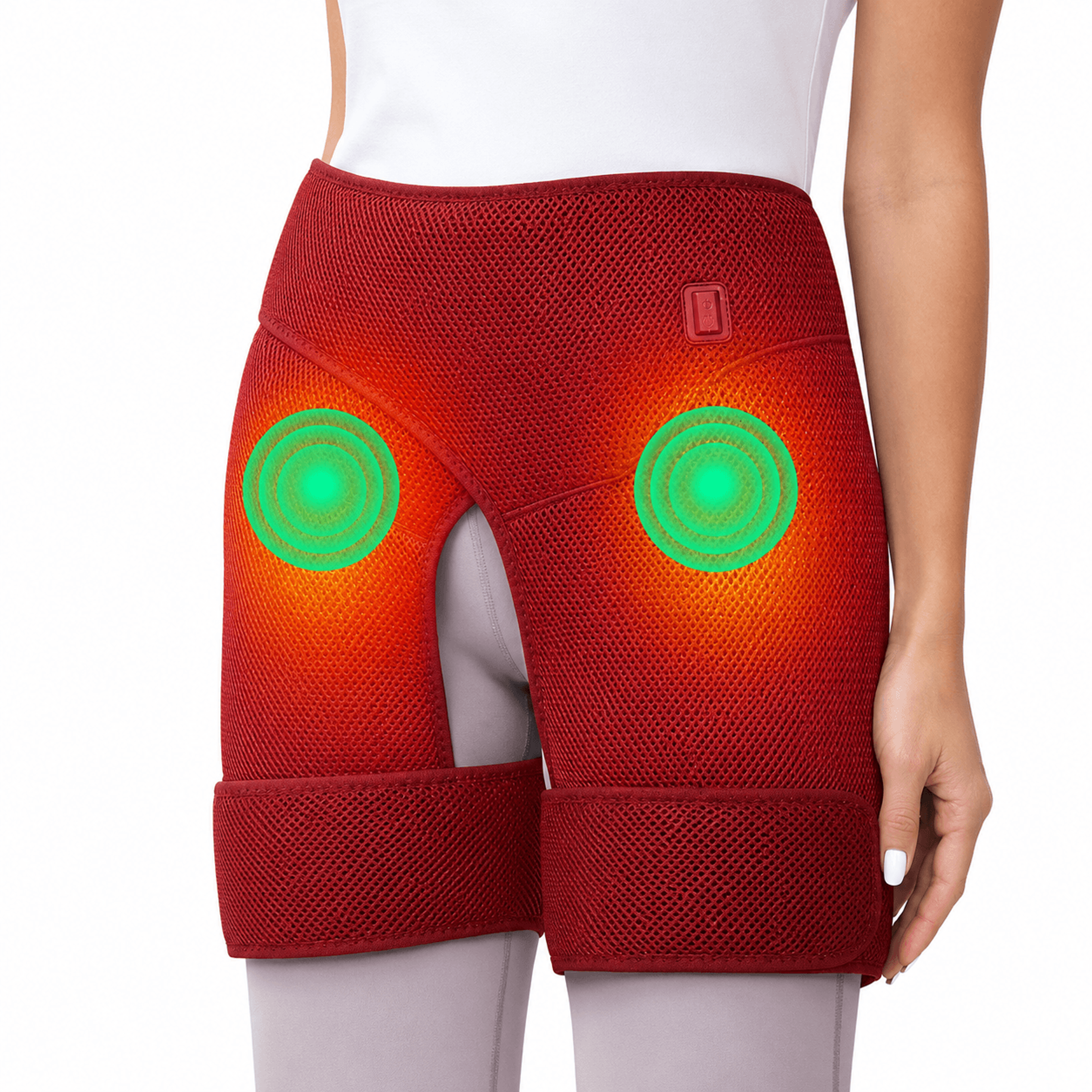 electric heated dual hip support pad with vibration massage – adjustable hip & thigh heating wrap for muscle relief