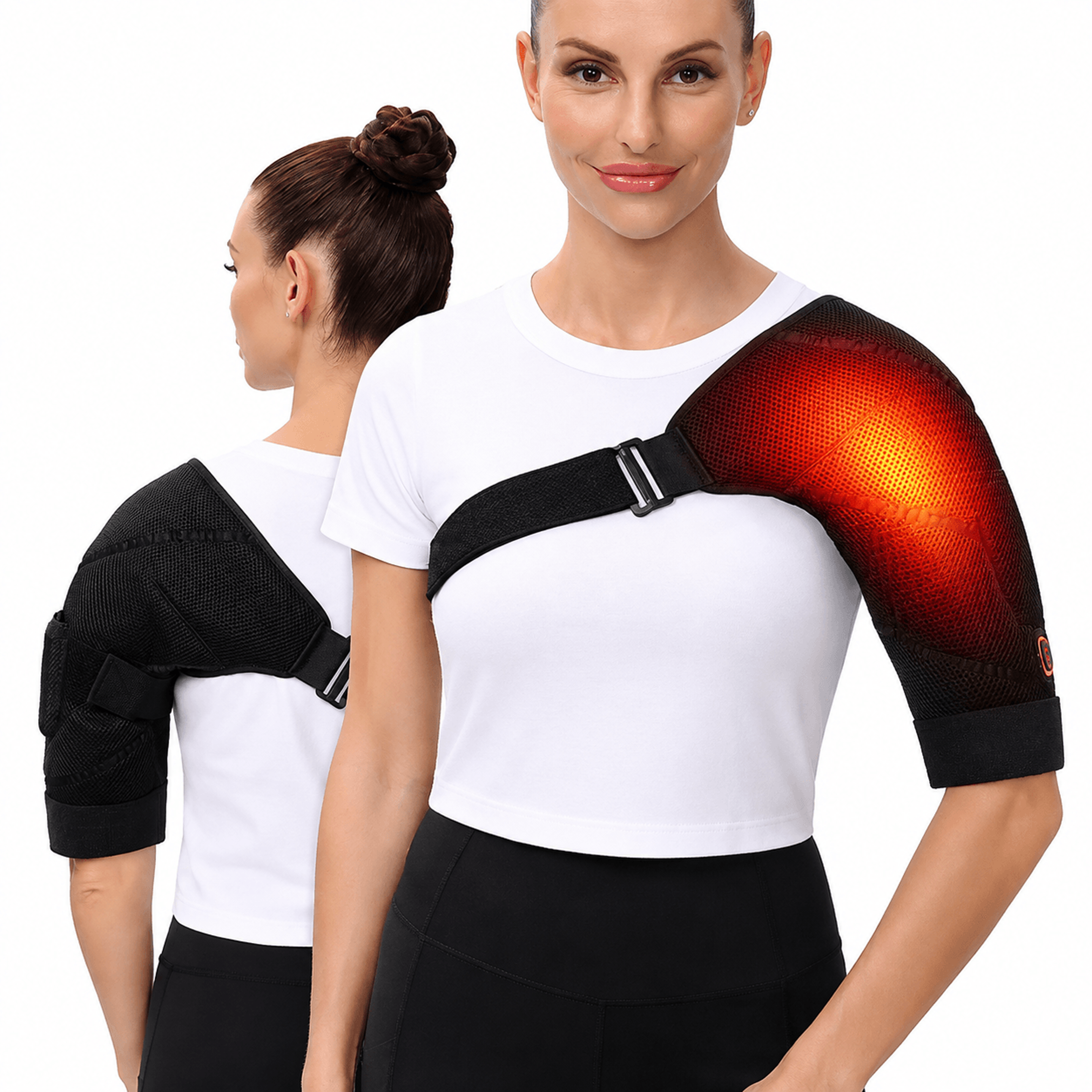electric heated shoulder brace with vibration massage – adjustable heating pad for left & right shoulder pain relief