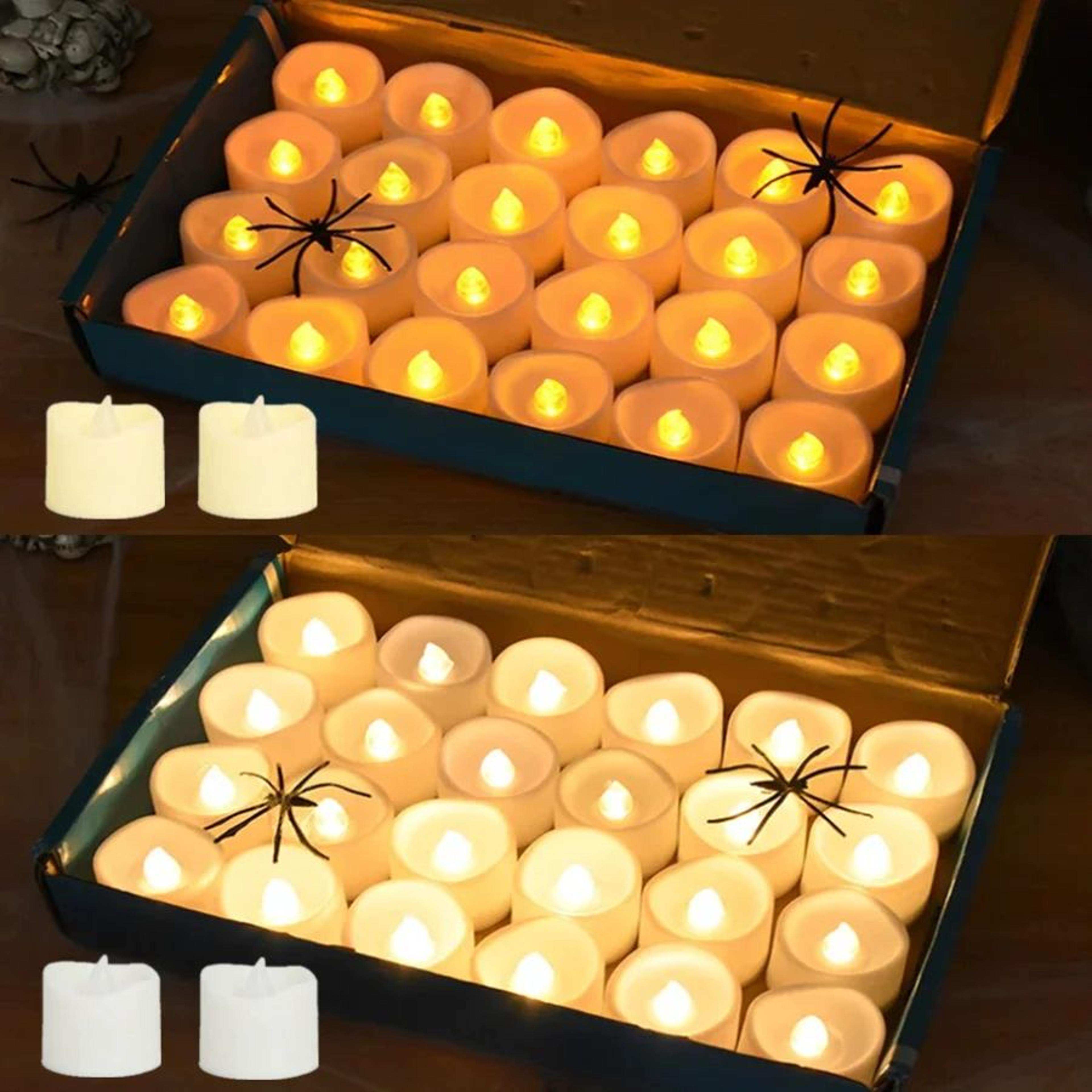 24pcs flameless led candle lights with batteries – realistic flickering electric tea light candles for wedding & holiday