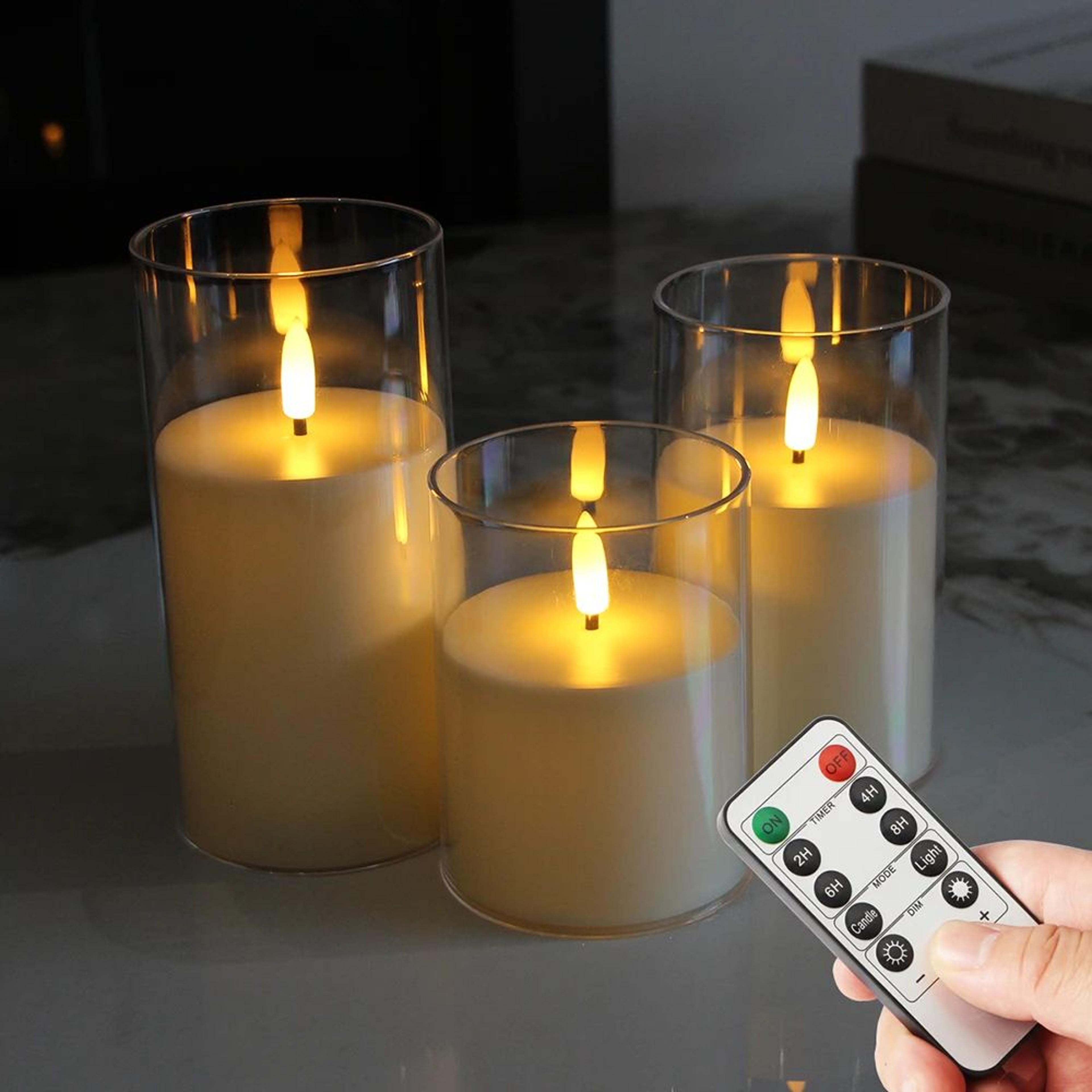 3-piece remote control led flameless pillar candles – battery operated flickering tea lights for home wedding decor