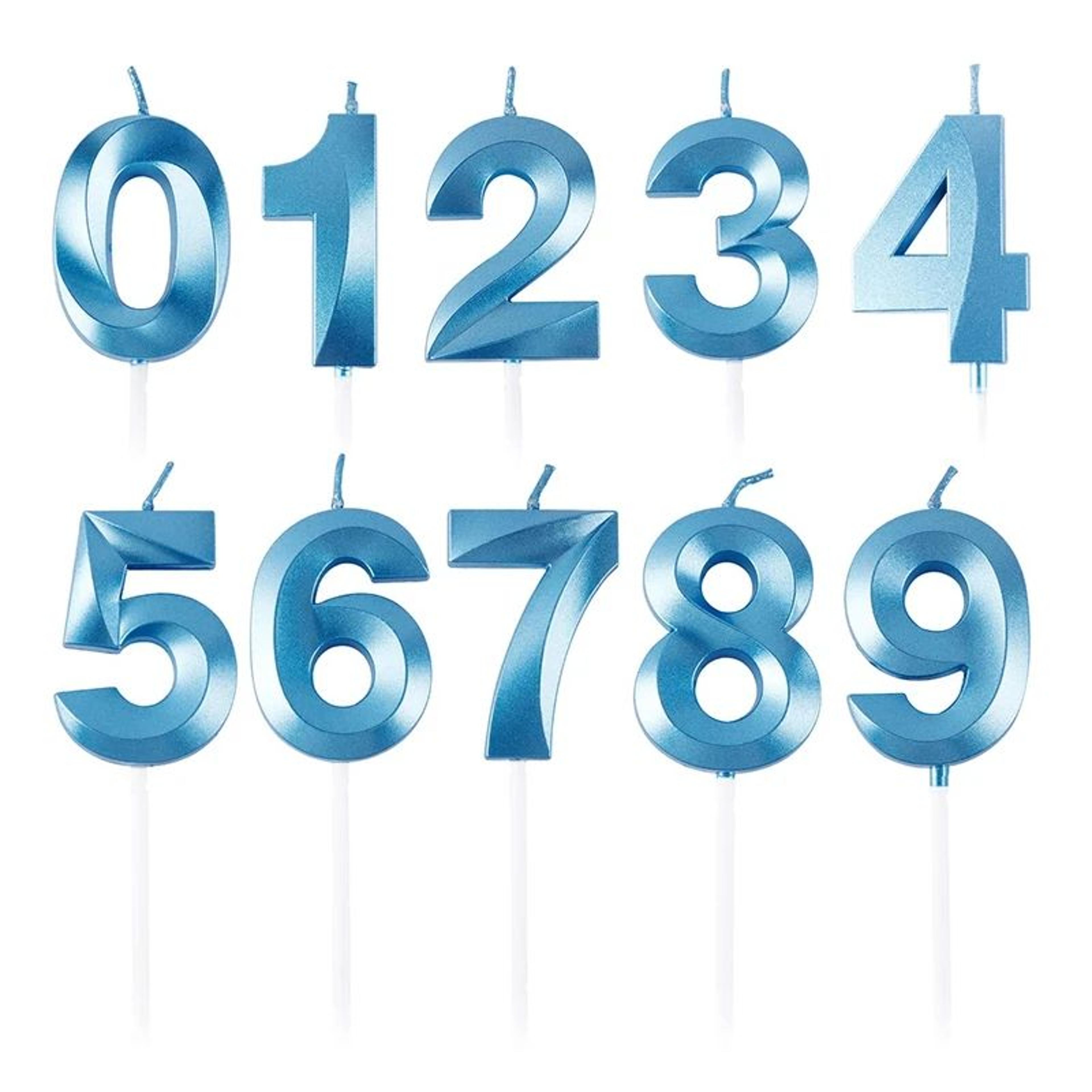 3d metallic number birthday candle 0–9 – blue & pink wax cake topper for birthday, baby shower & anniversary parties