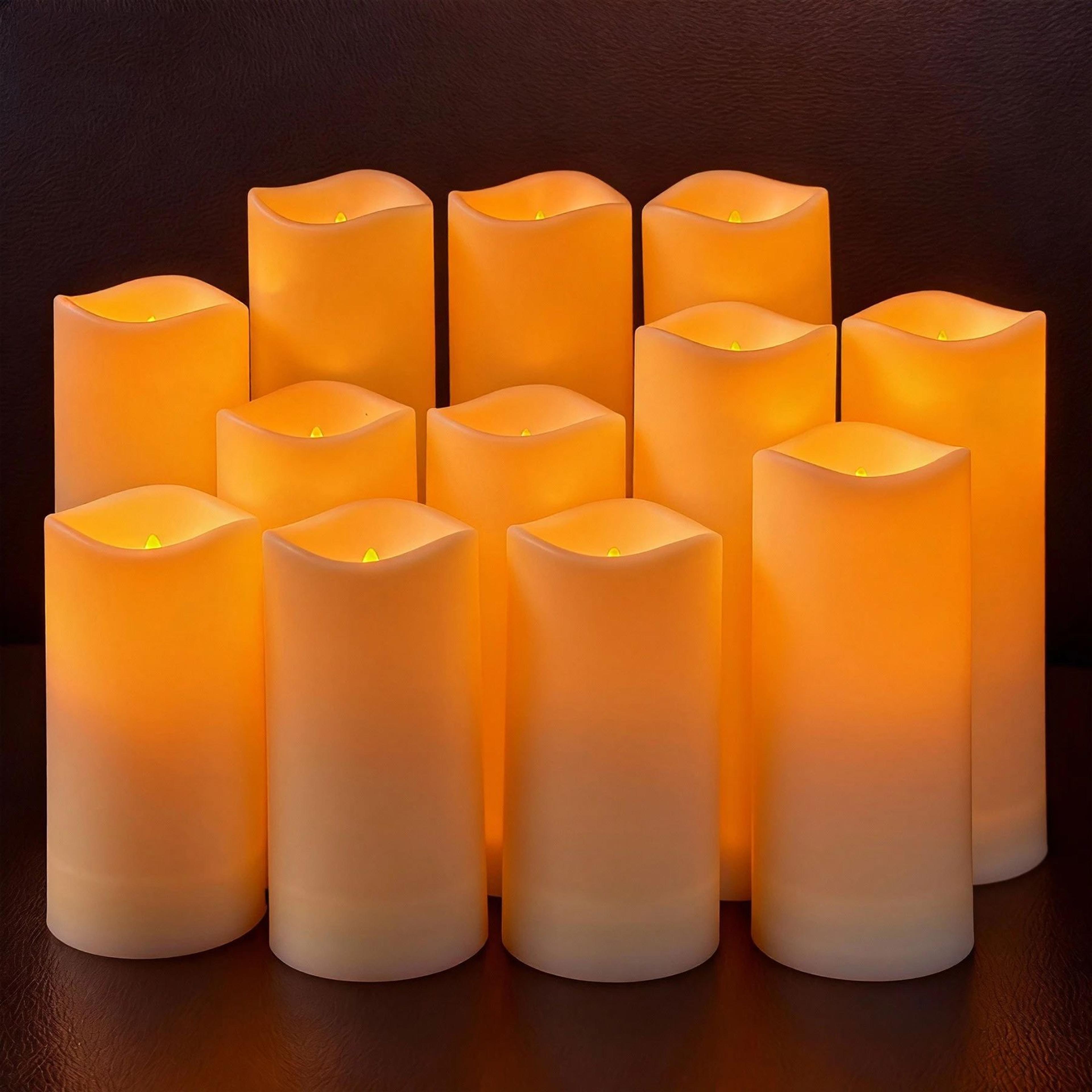 led flameless flickering candles with remote control – 3-piece warm white battery operated candle set for home wedding