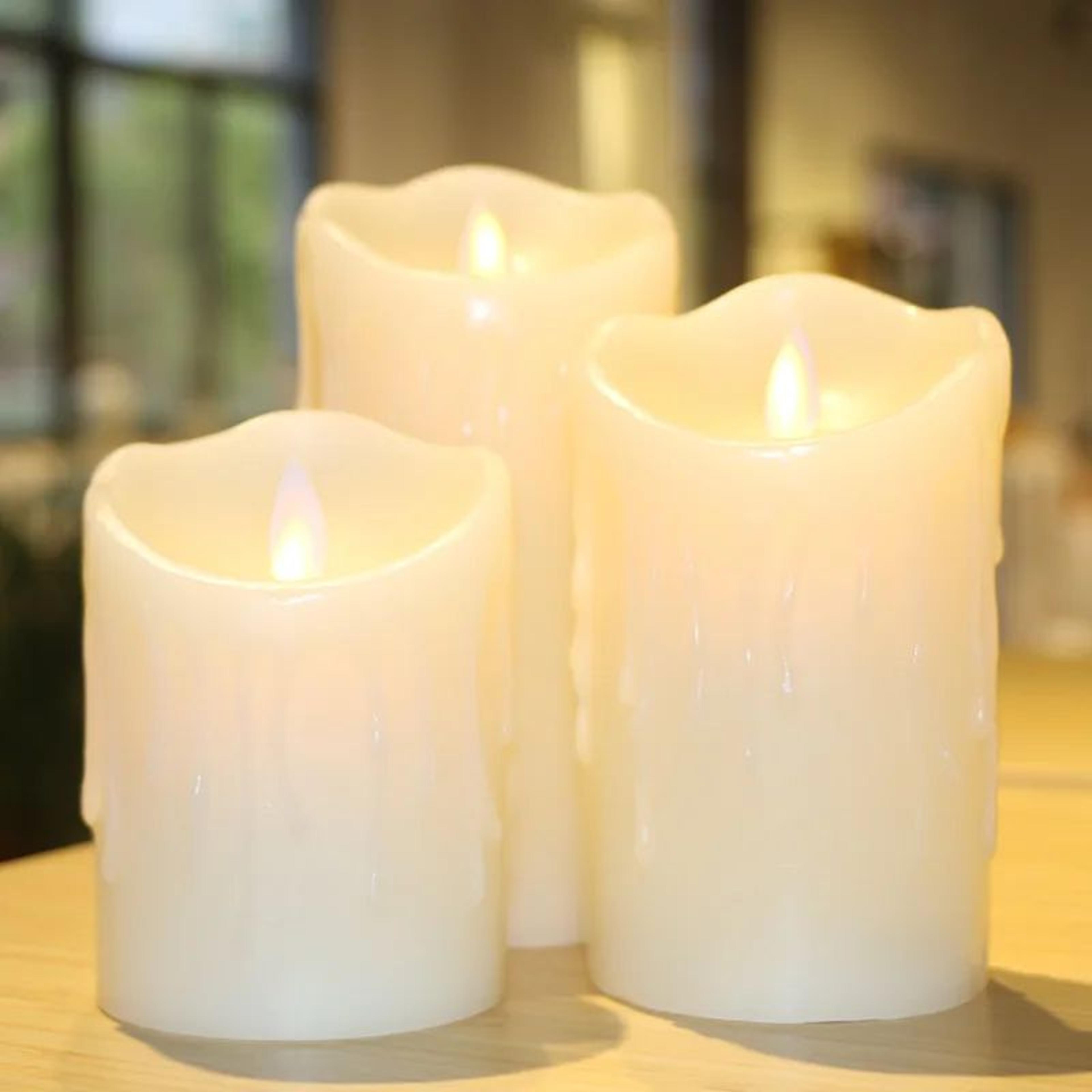 rechargeable usb flameless led pillar candles with remote & timer – real wax flickering window atmosphere lights
