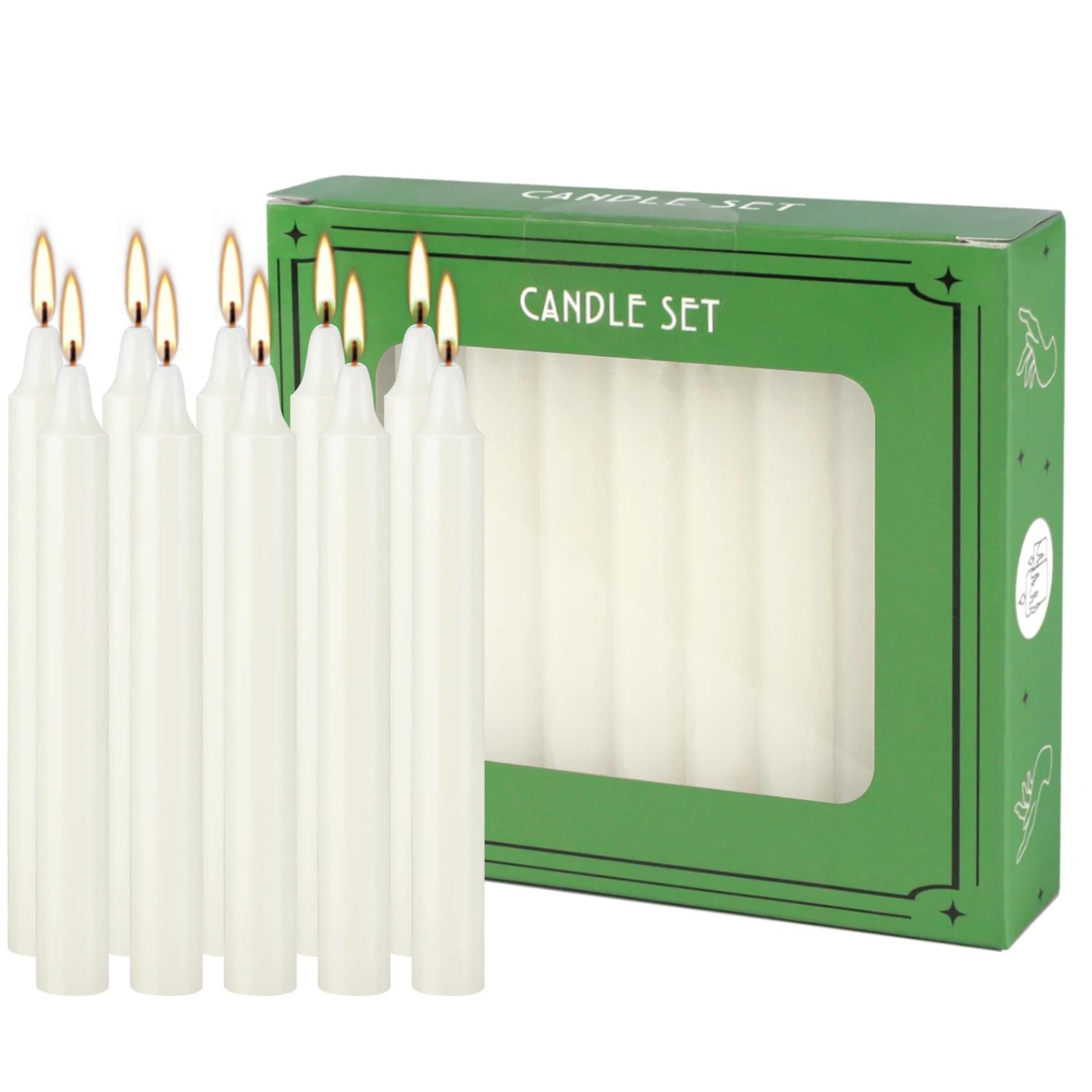 20-pack 4 in ivory white drip-free taper candles – smokeless unscented hand-poured dinner candles for weddings & decor