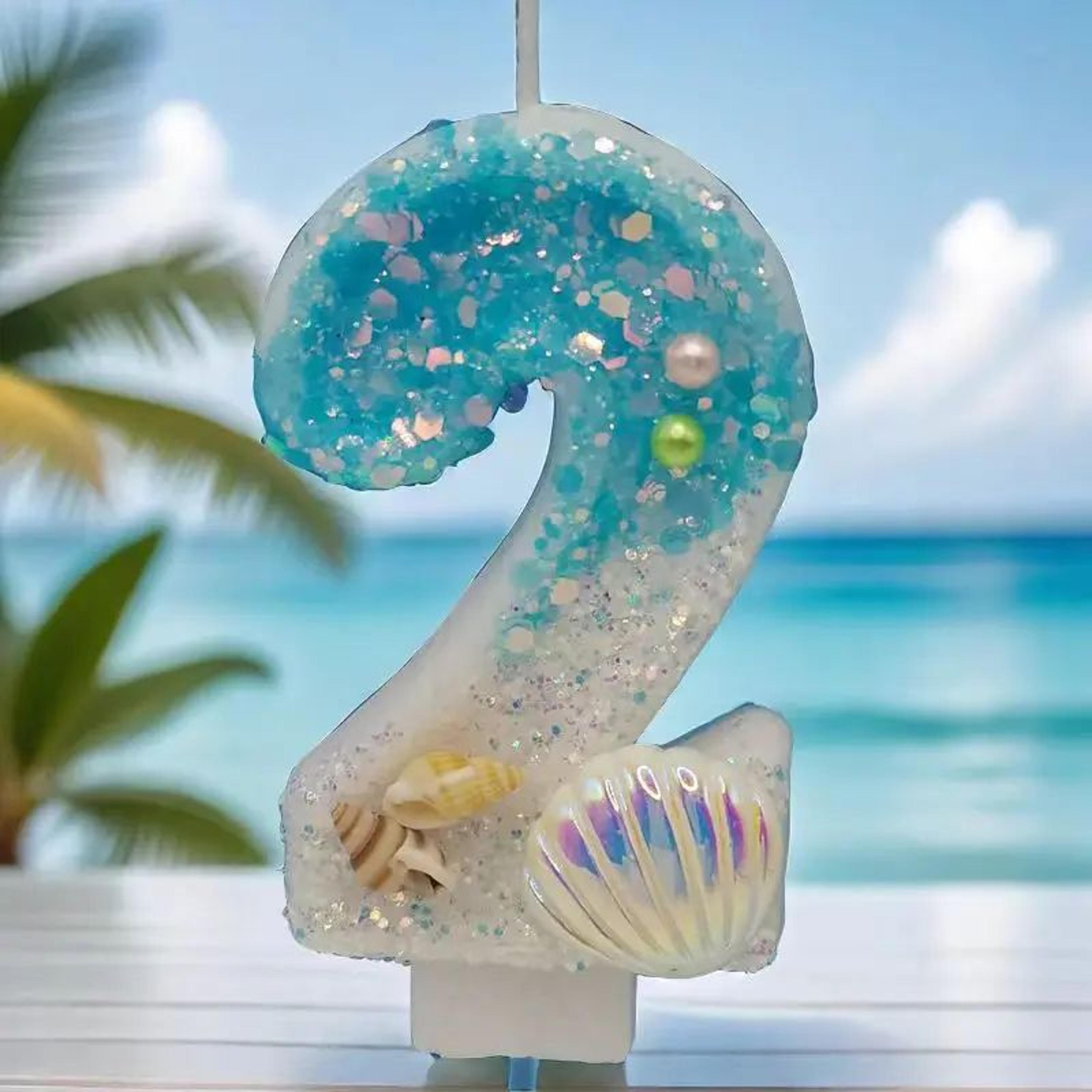 creative ocean shell digital birthday candle – led cake decoration with colorful number display for party celebrations