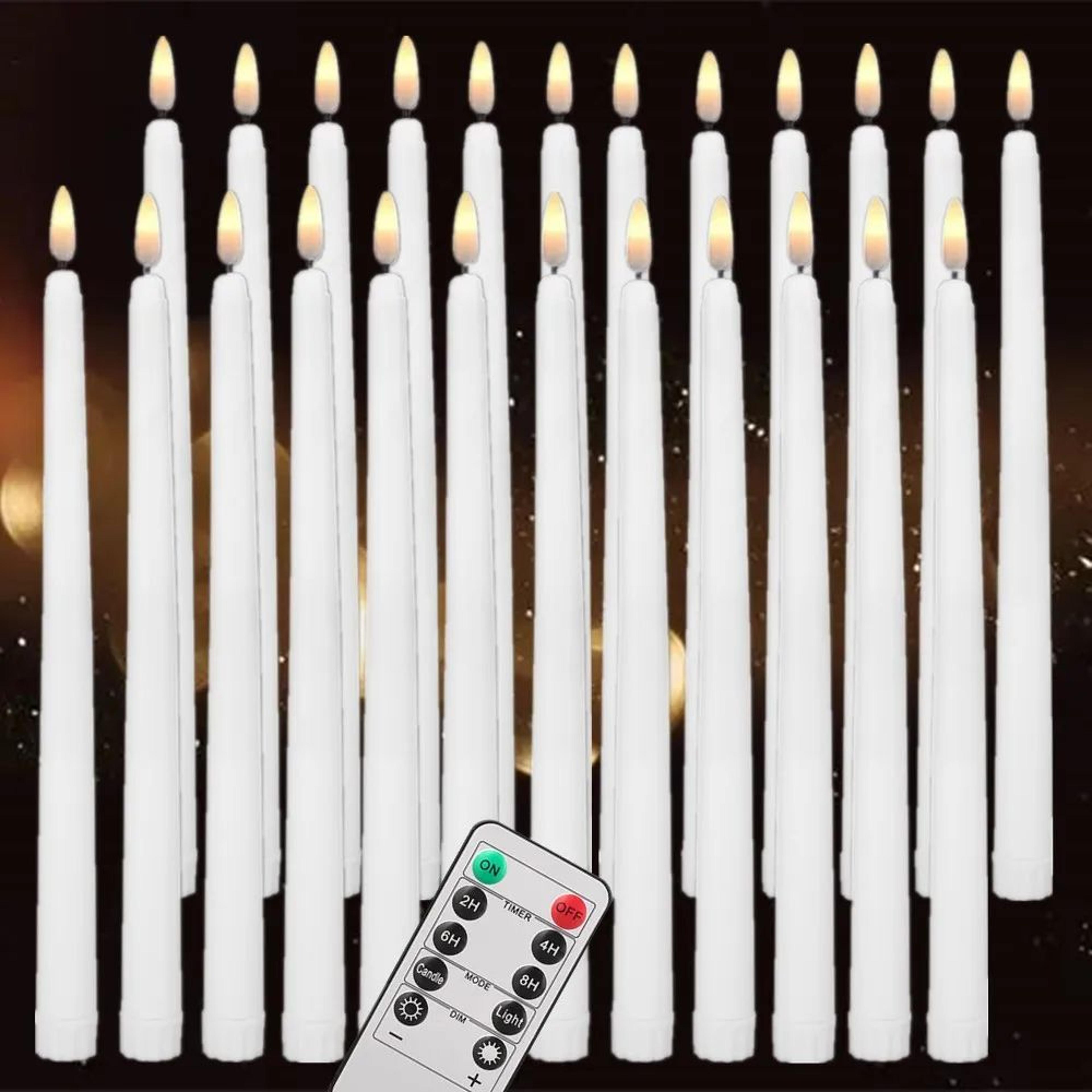 led flameless taper candles with remote & timer – battery operated flickering ivory candlesticks for wedding & home deco