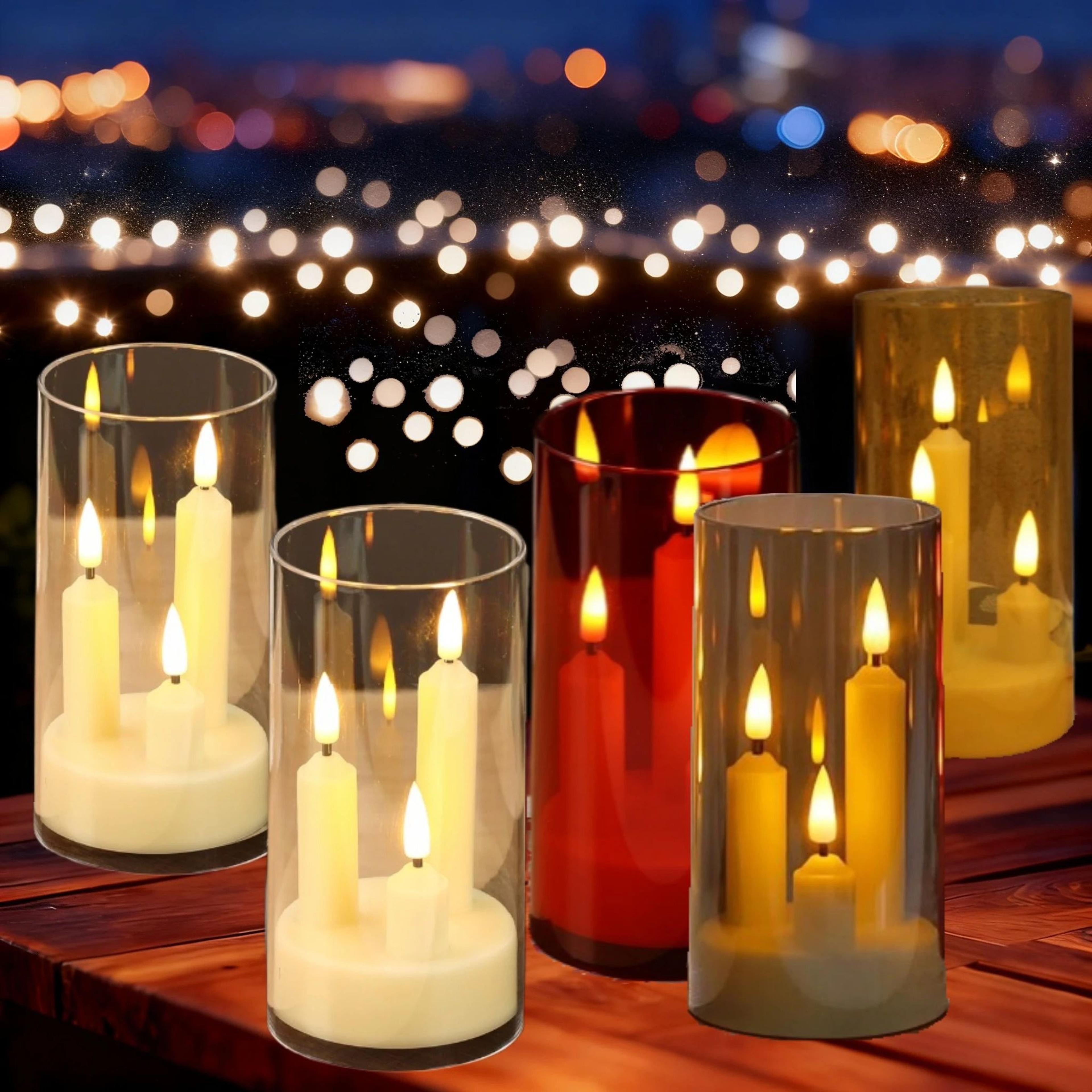 3-in-1 flameless led taper candle with clear lampshade – battery operated flickering window candle for christmas & decor