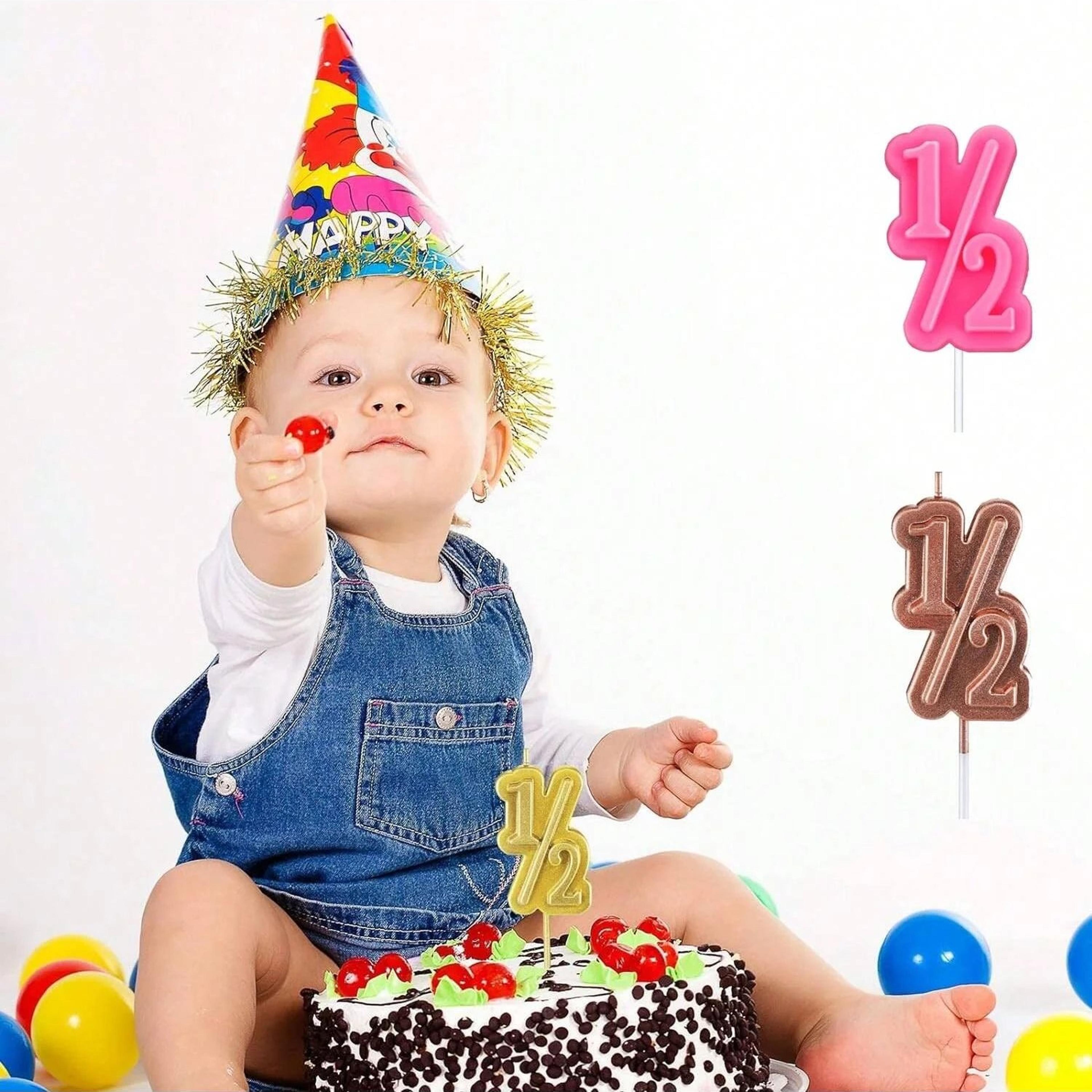half 1/2 birthday cake candle topper – baby half birthday number candle for 6-month party cake decorations