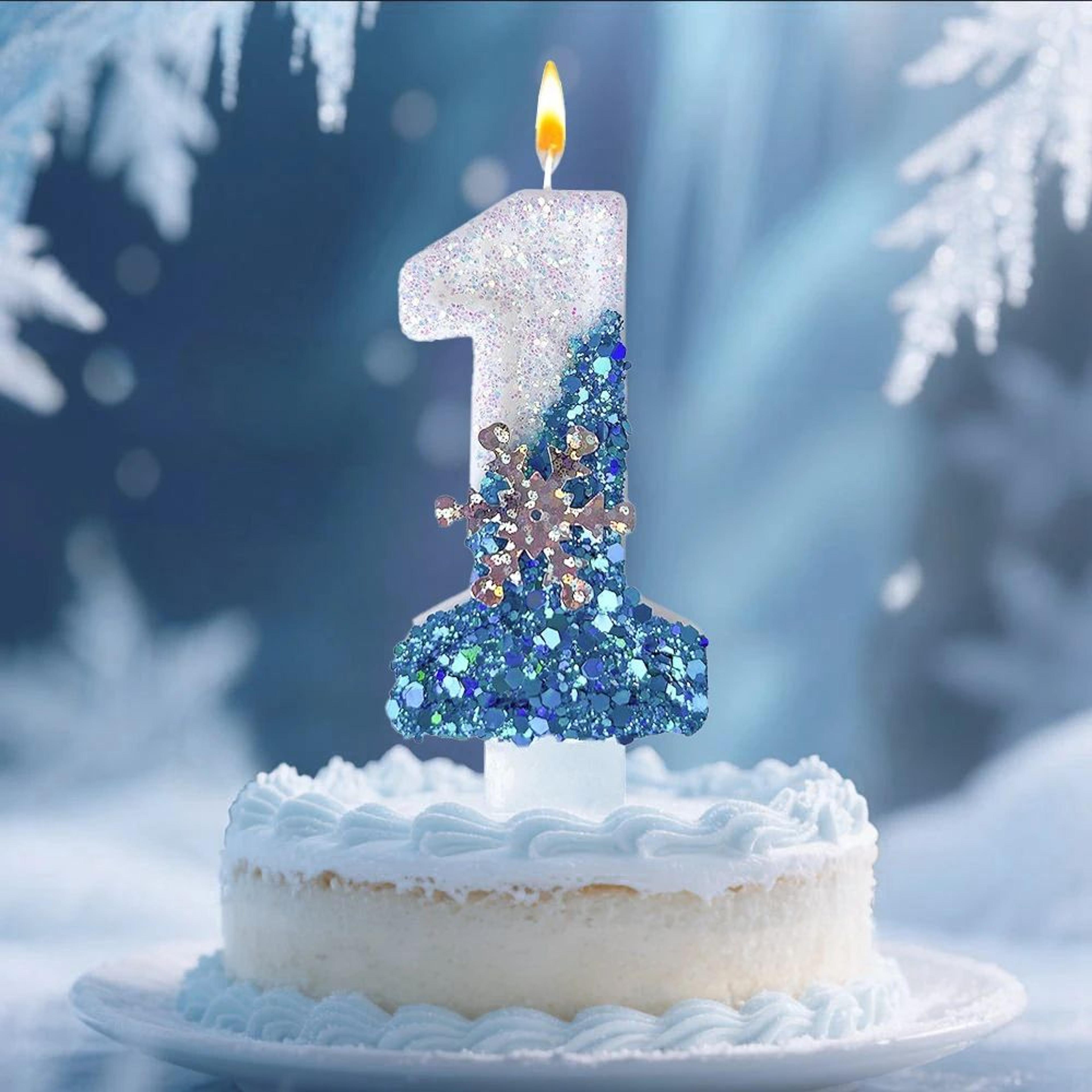 snow number birthday candles – glitter number cake candles for birthday, christmas, new year & party decorations