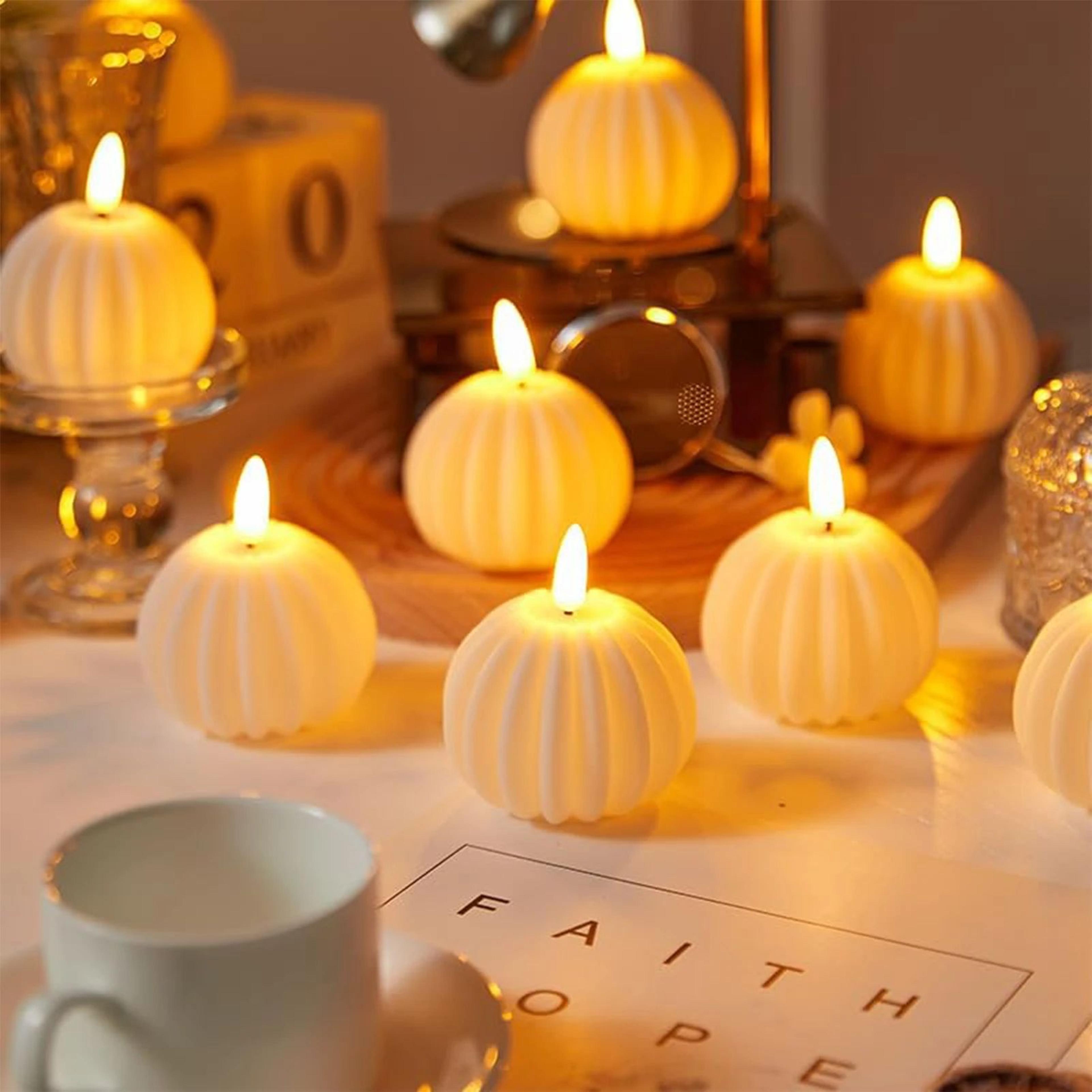 battery operated led pumpkin candle lantern – flameless decorative night light for halloween home & festival decor