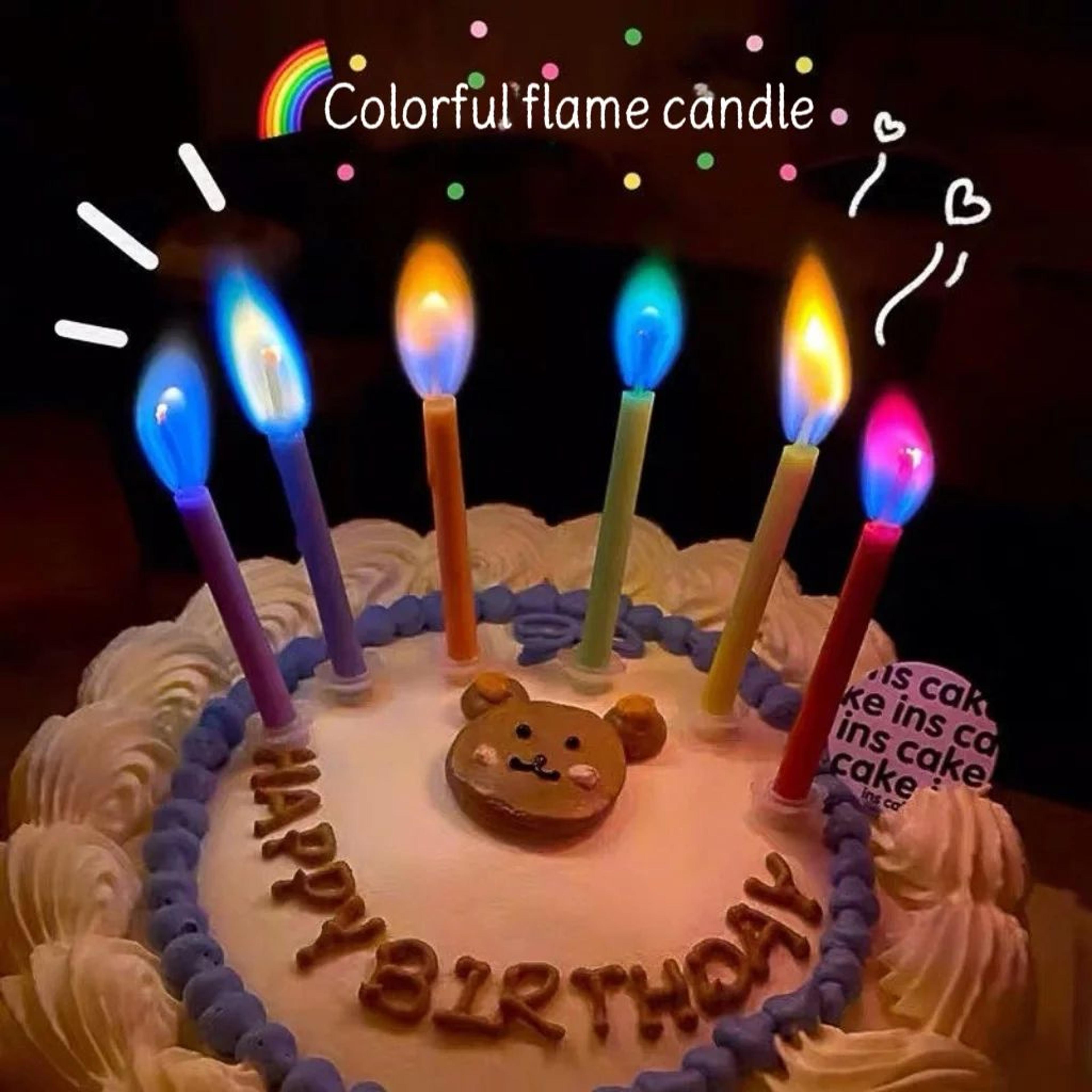 colorful flame birthday candles –multicolor burning cake candles for birthday parties, weddings & celebration decoration