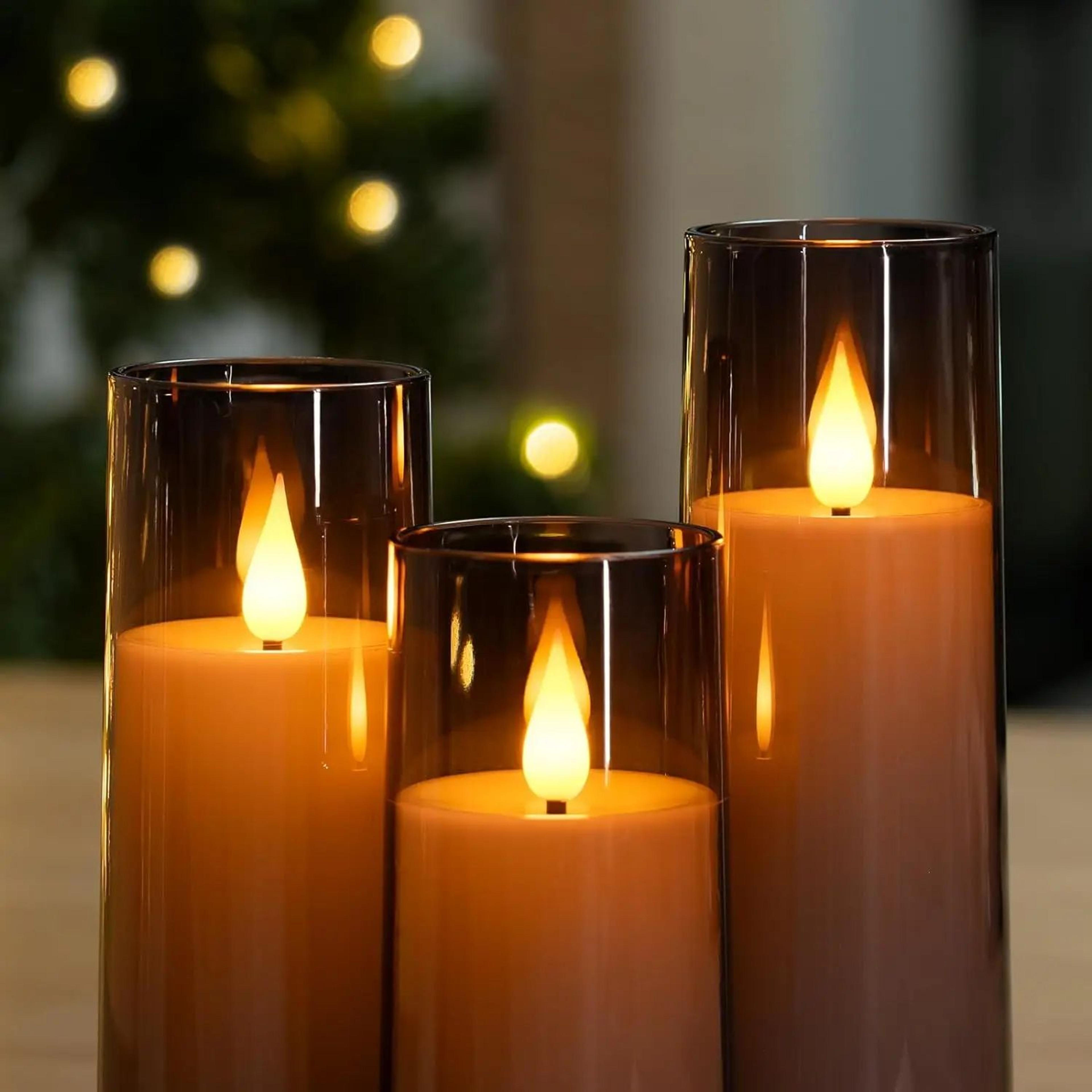 3pcs flameless led electronic candle lights – realistic flickering battery operated candles for home wedding decor