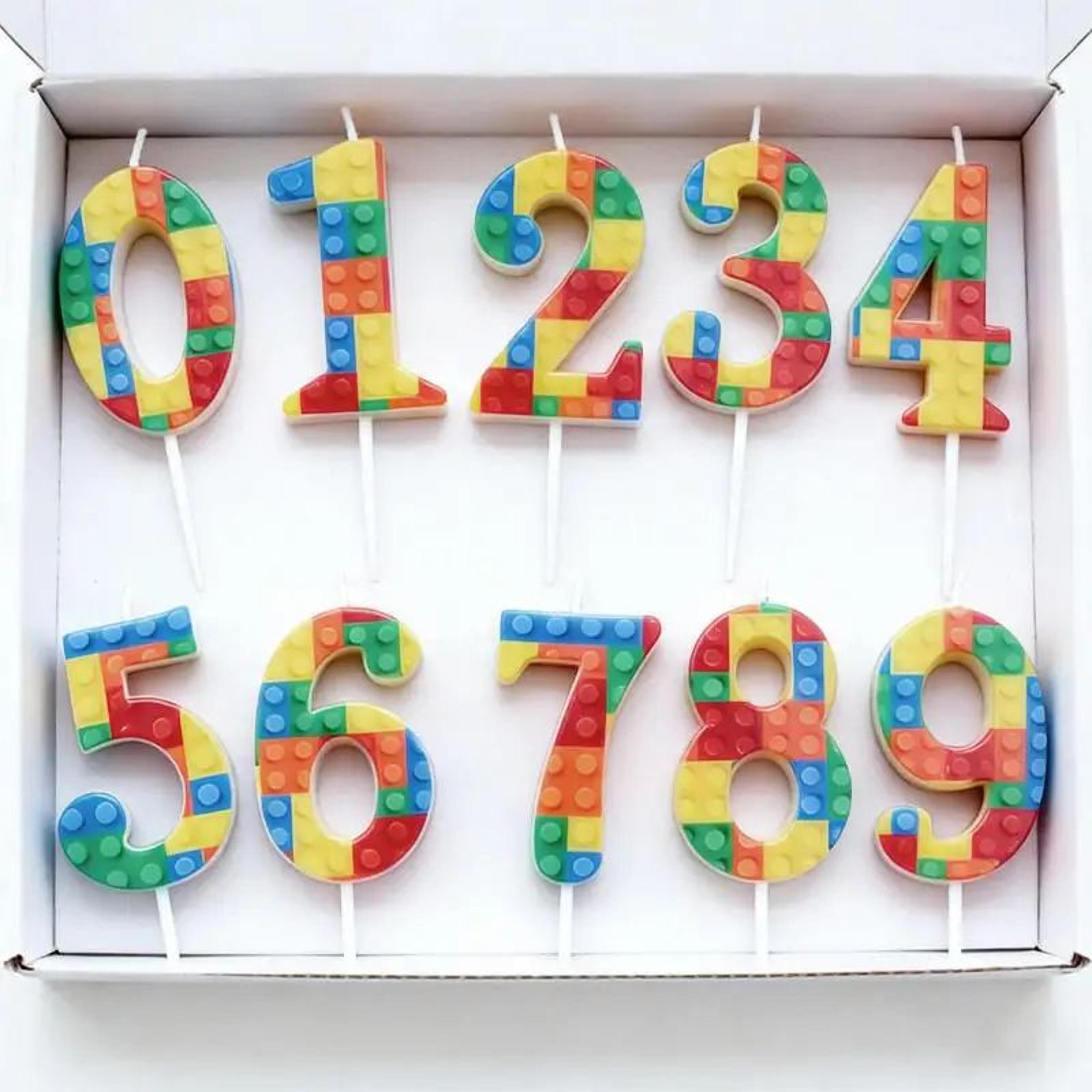 building block number birthday candle 0–9 – colorful cartoon cake decoration for kids birthday parties