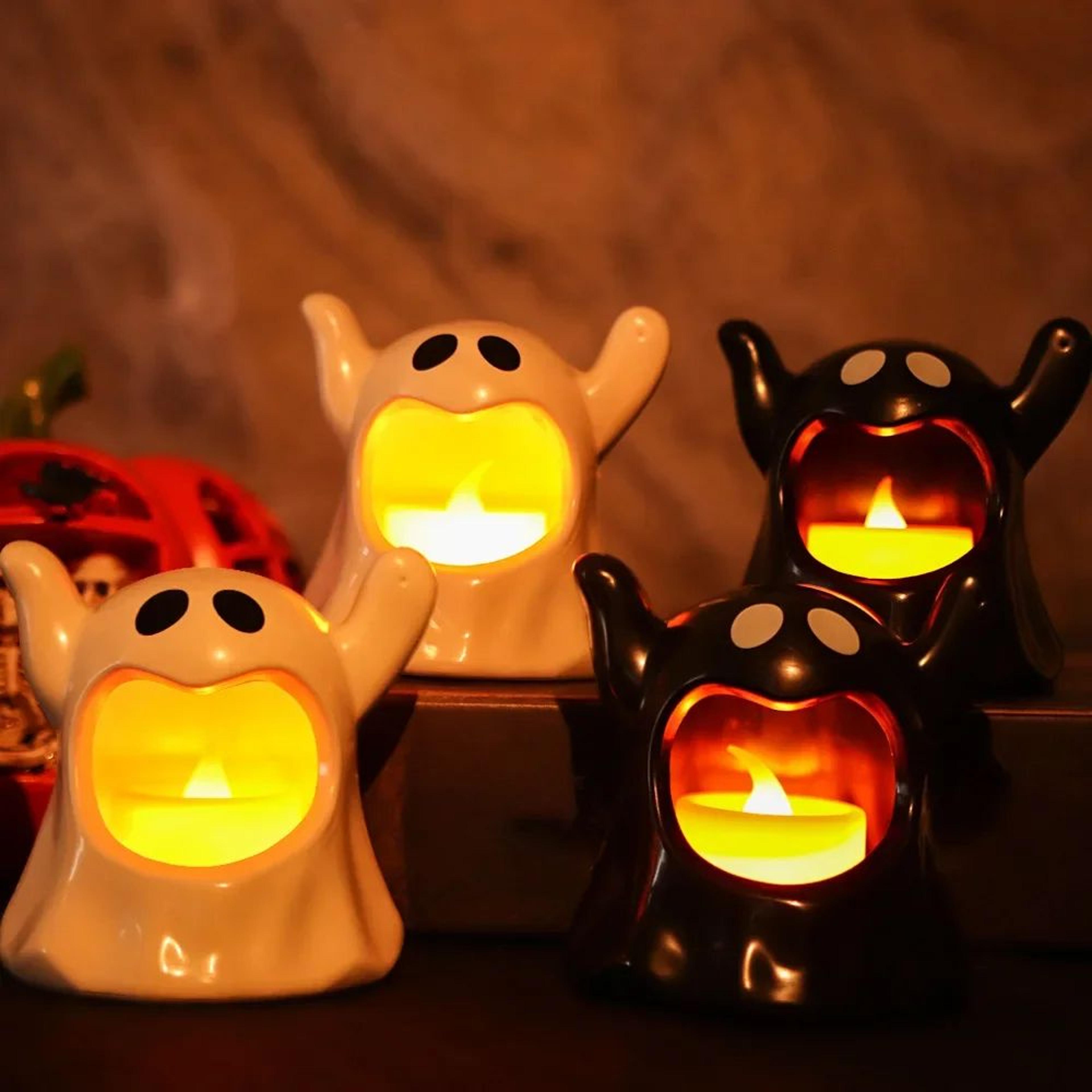 2025 halloween ghost led flameless candle lamp – spooky ghost party decoration for indoor halloween home decor