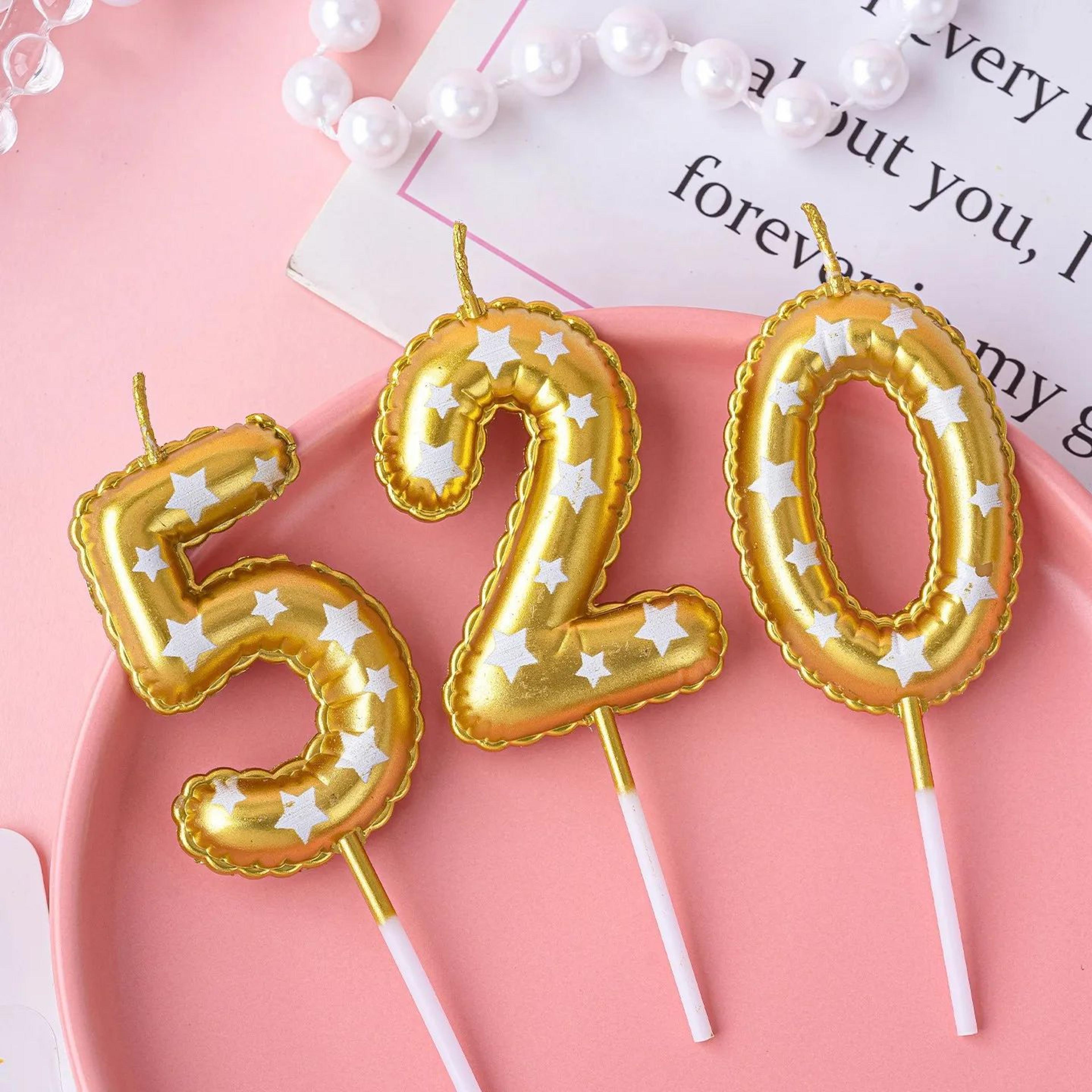 gold glitter number birthday candle – 0-9 star cake topper candle for birthday, baby shower & party decorations