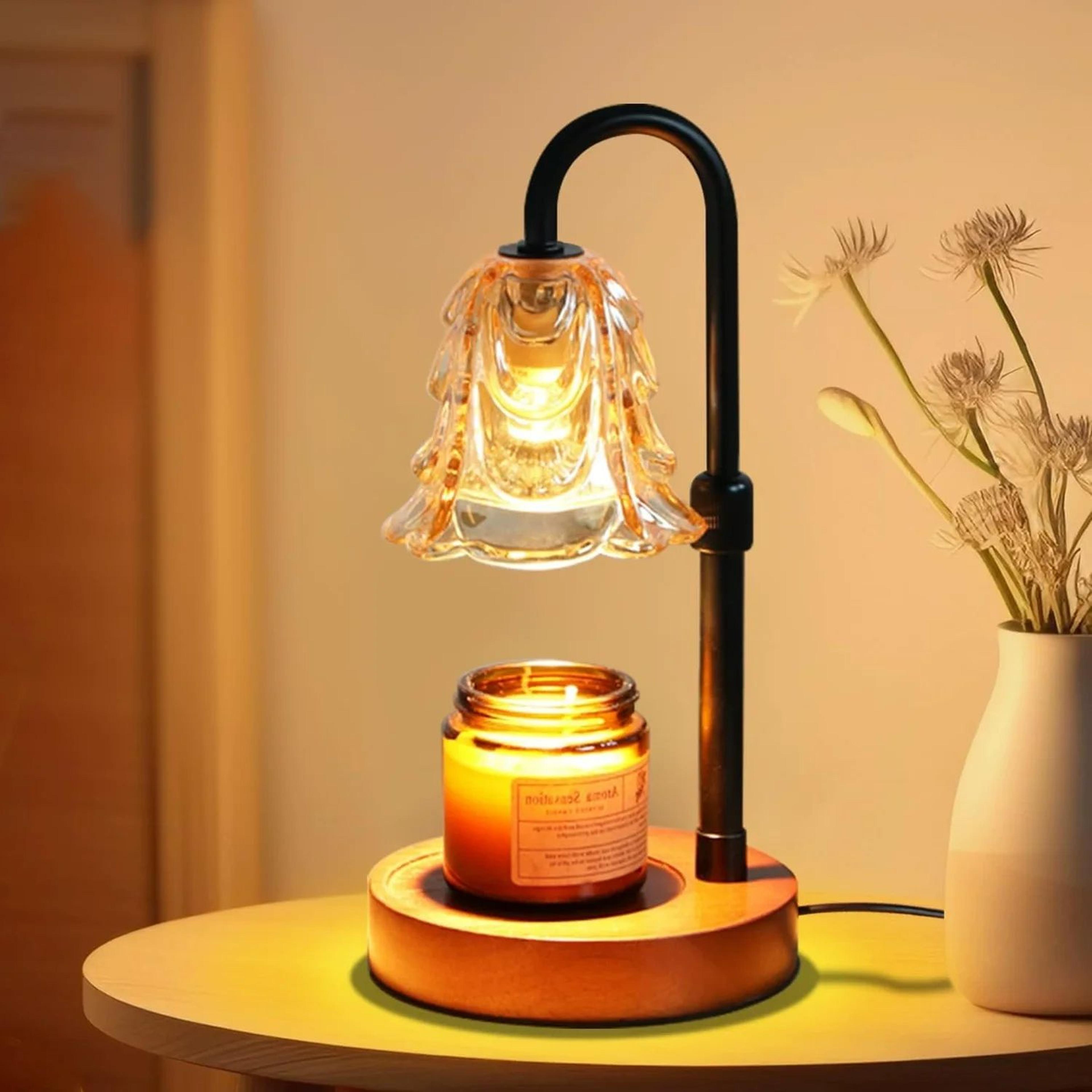 flower candle warmer lamp with timer & 4-level dimmable brightness – adjustable height wax warmer for home decor