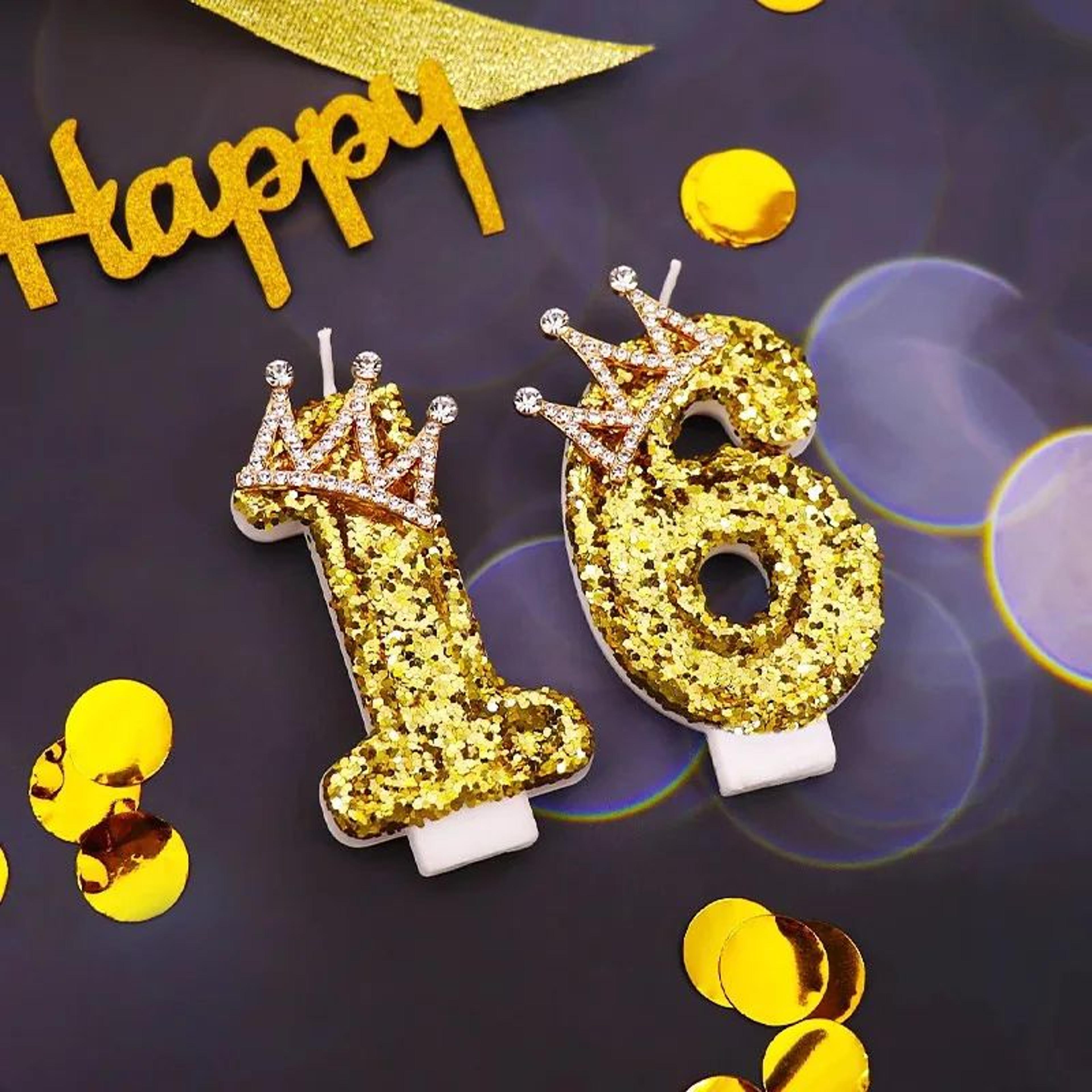 0-9 number birthday cake candles with crown topper – decorative party cake candles for birthday celebrations