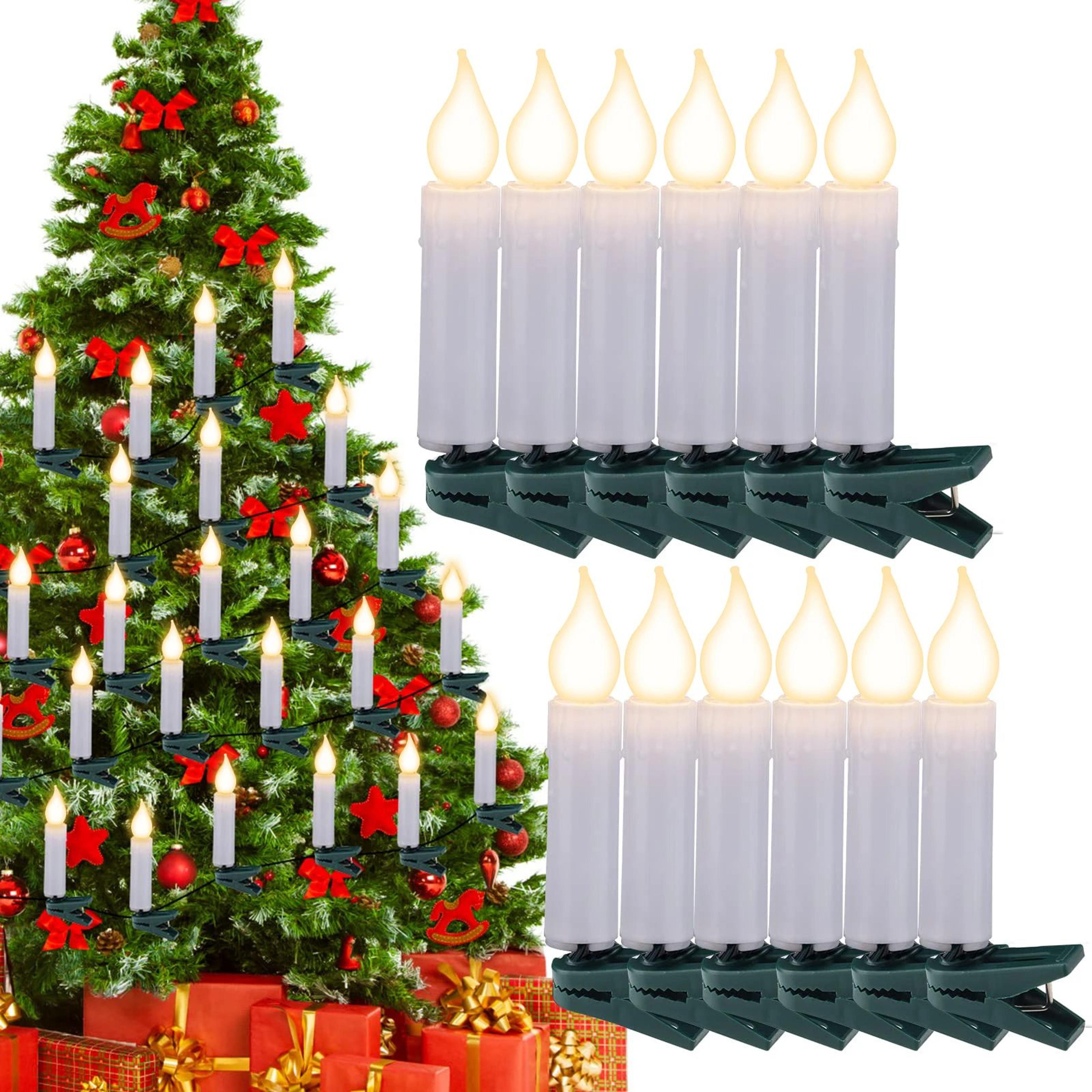 christmas led clip-on candle string lights – 10/20/30 flameless battery operated tree candles with remote control