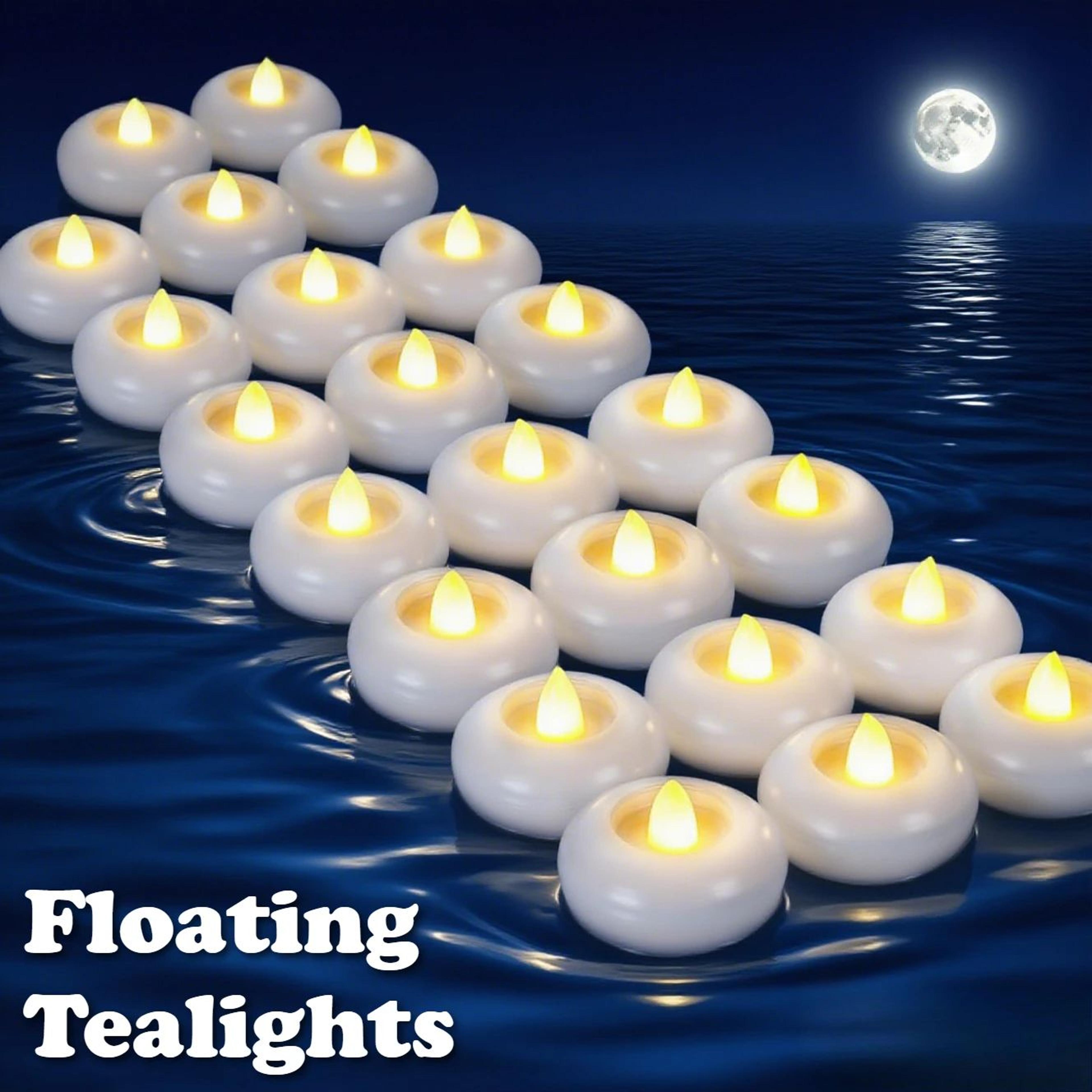waterproof floating led tea light candles with flickering flame – battery operated flameless candles for weddings