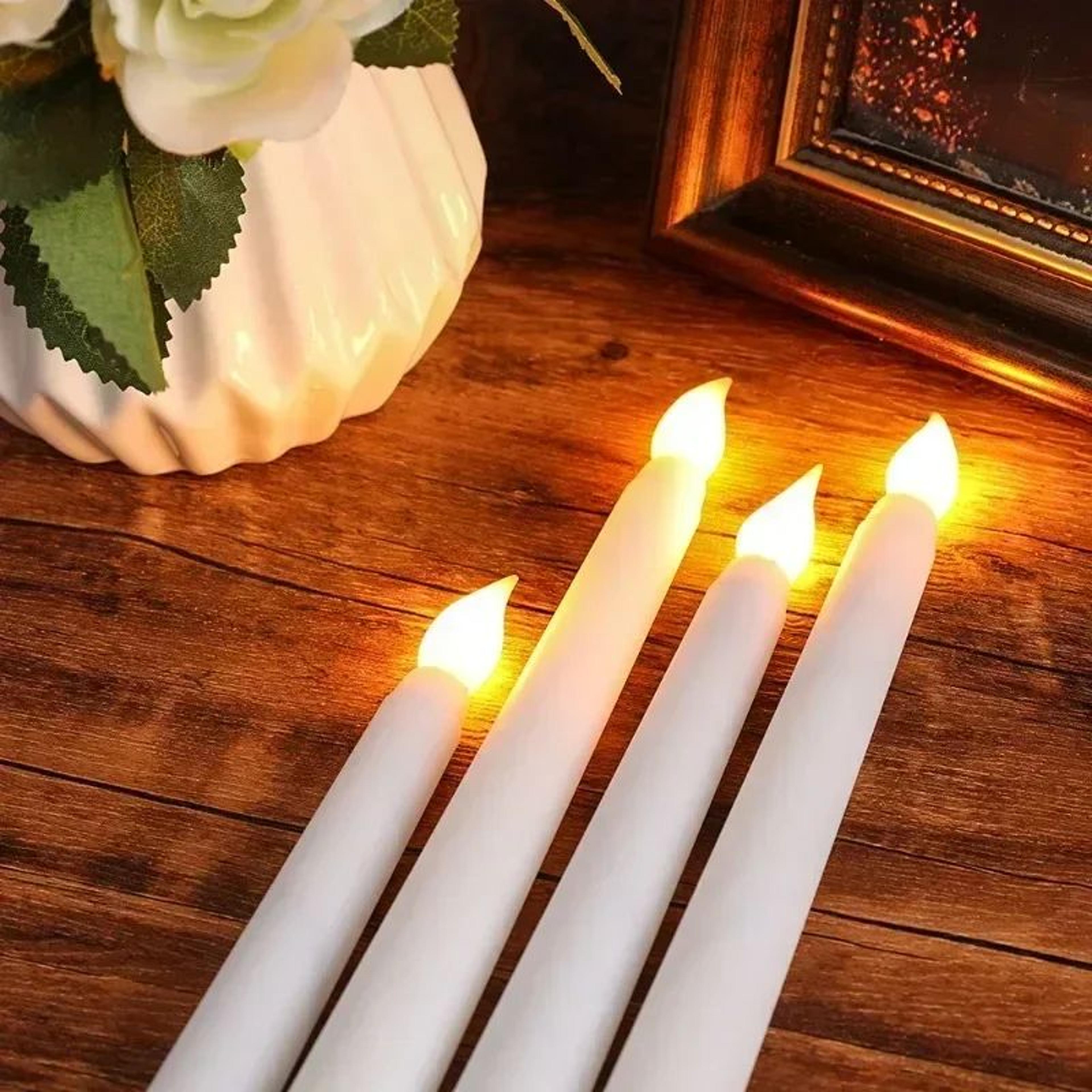 led flameless taper candles battery powered warm light – long decorative dinner candles for christmas & home decor
