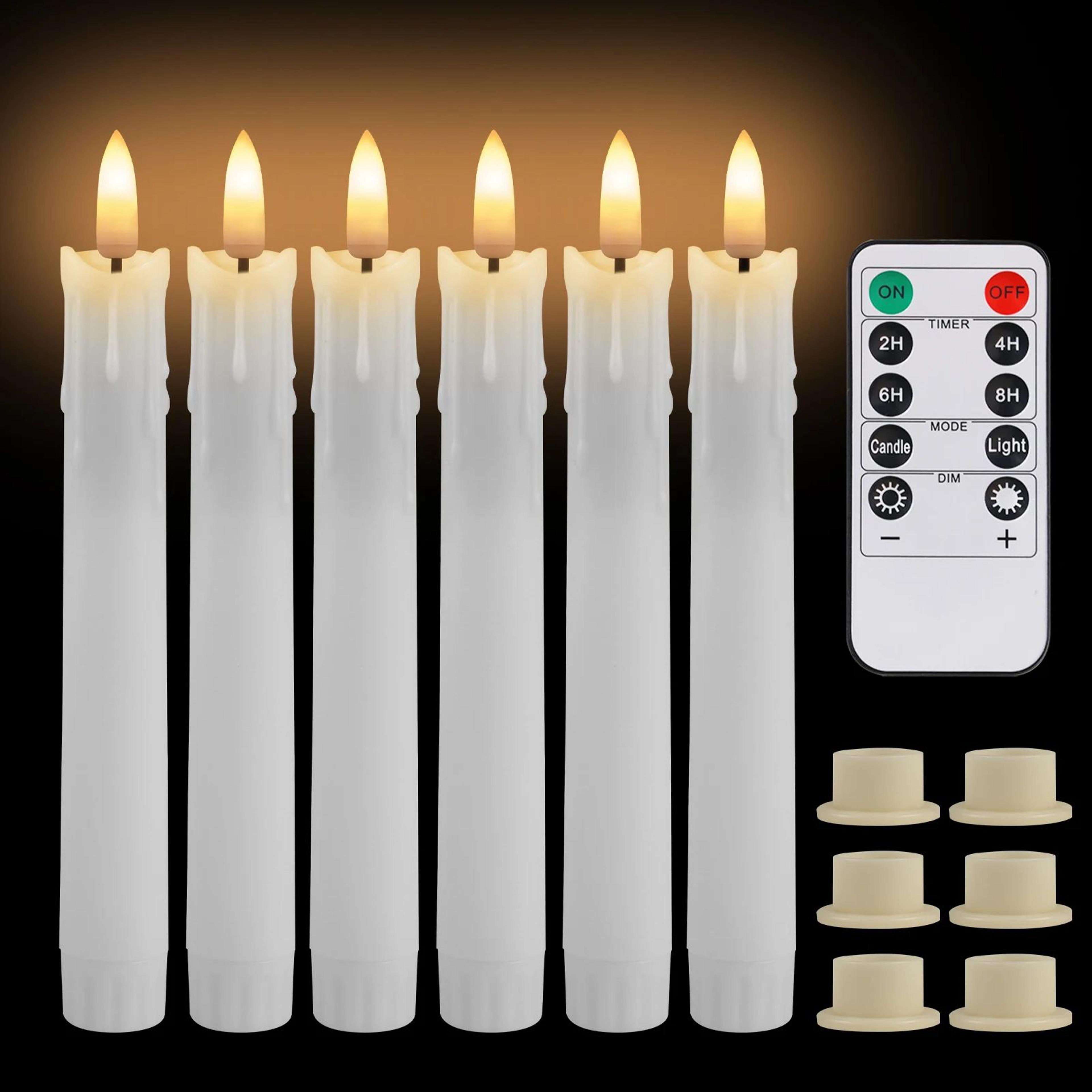 flameless led taper candles with remote control – flickering battery operated window candles for holiday & home decor