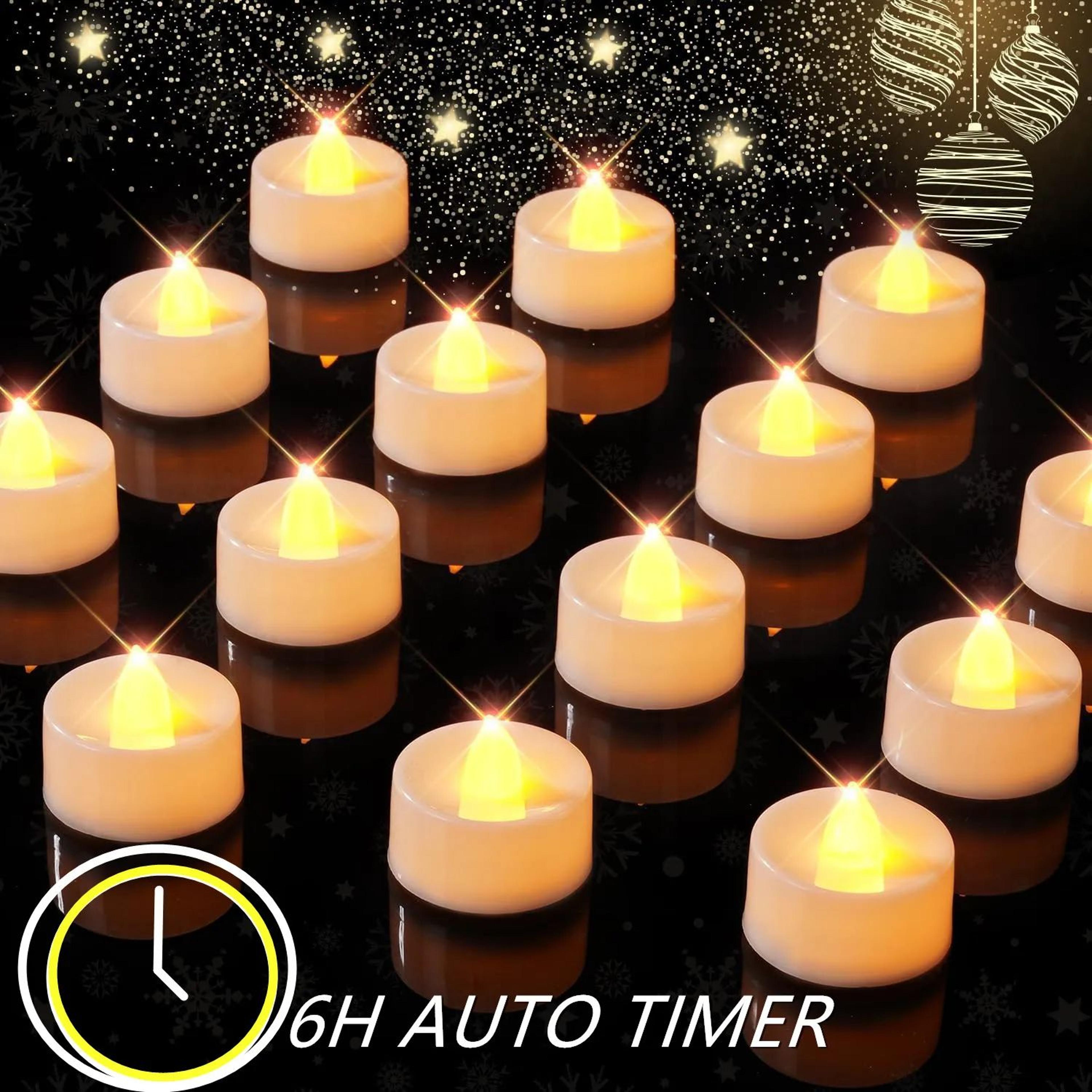 flameless led tea light candles with 6-hour timer –battery operated flickering candles for home, wedding & holiday decor