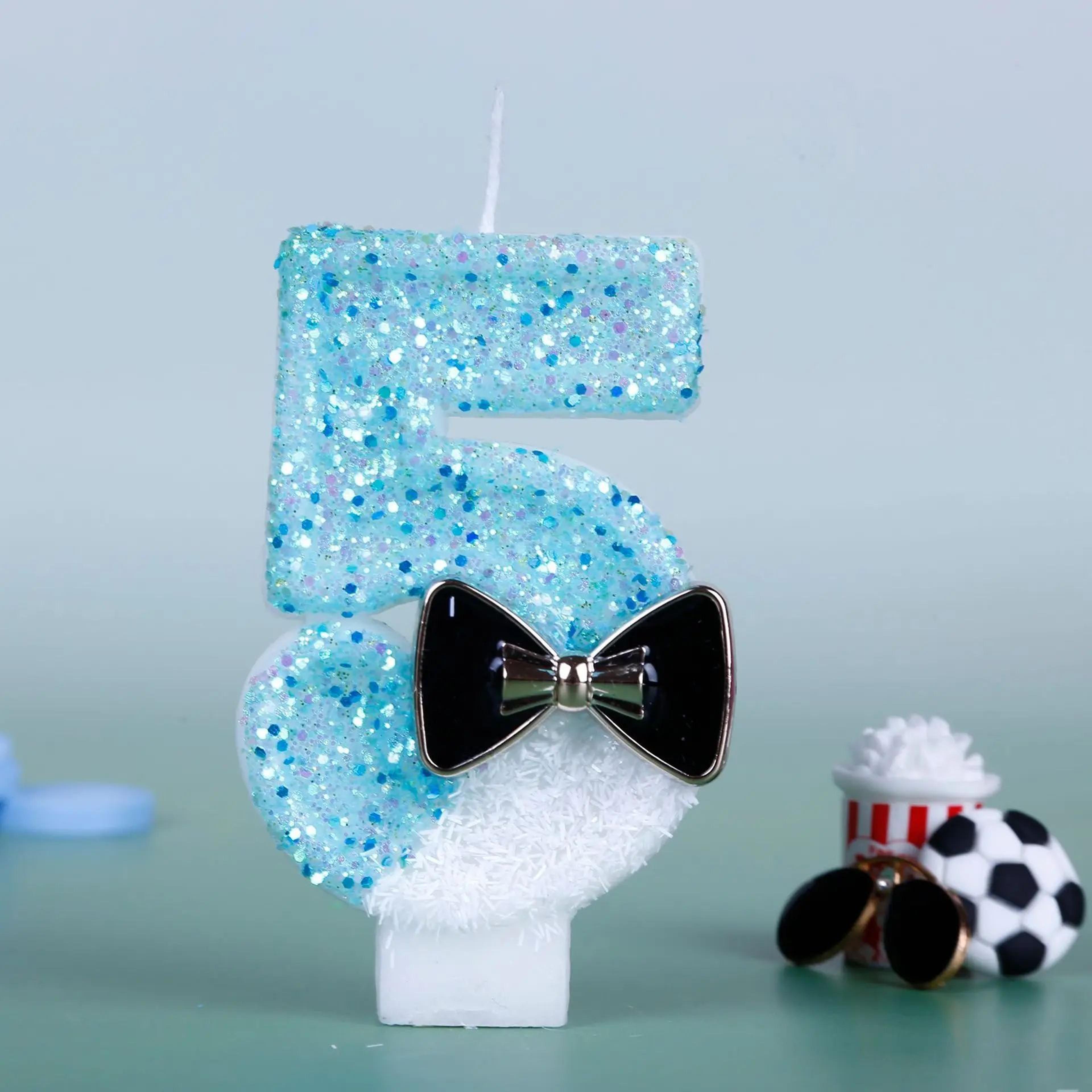 black tie number birthday candle – elegant digital cake topper for birthday party cake decorations