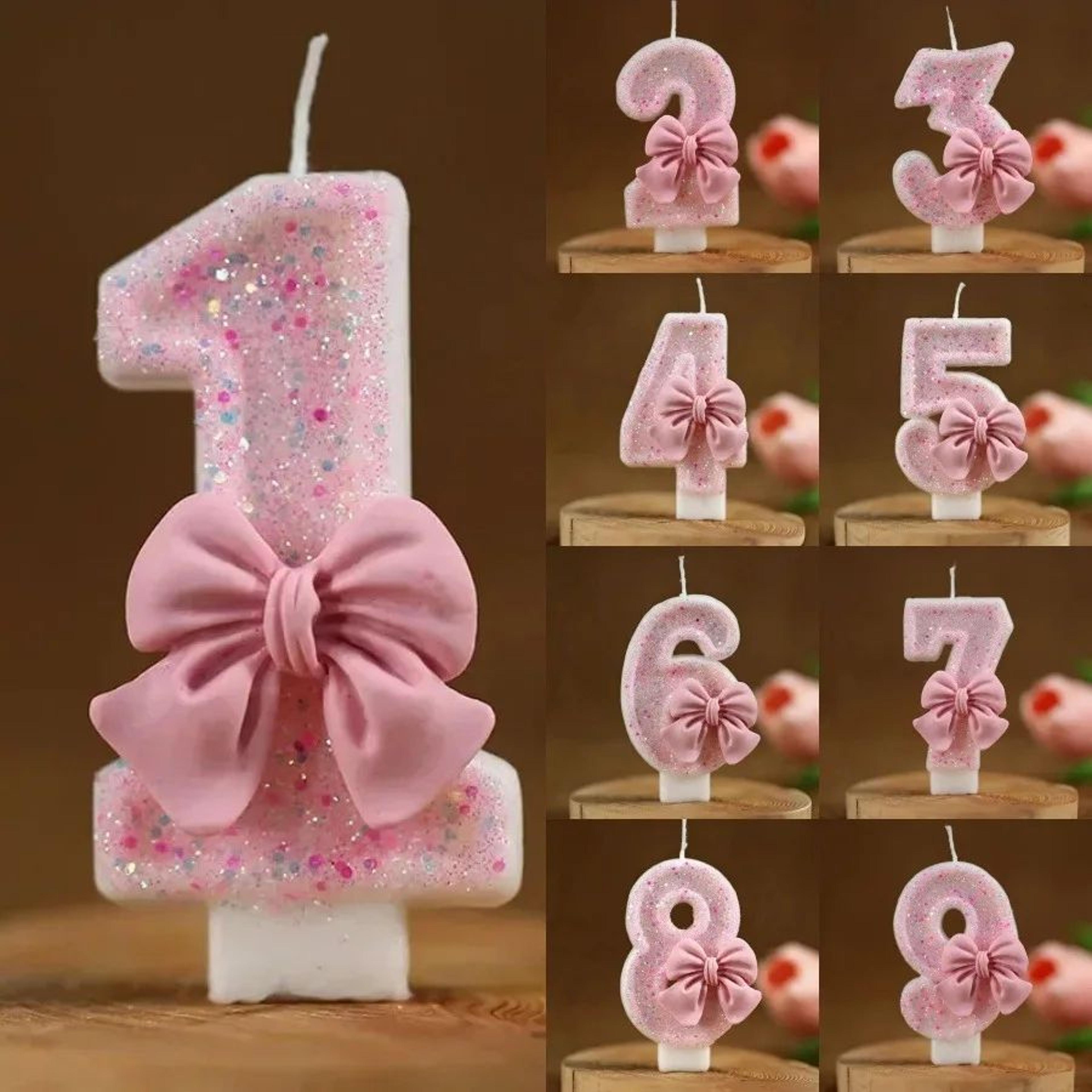 pink princess crown number birthday candle 0–9 – 3d cake topper for girls birthday party decorations