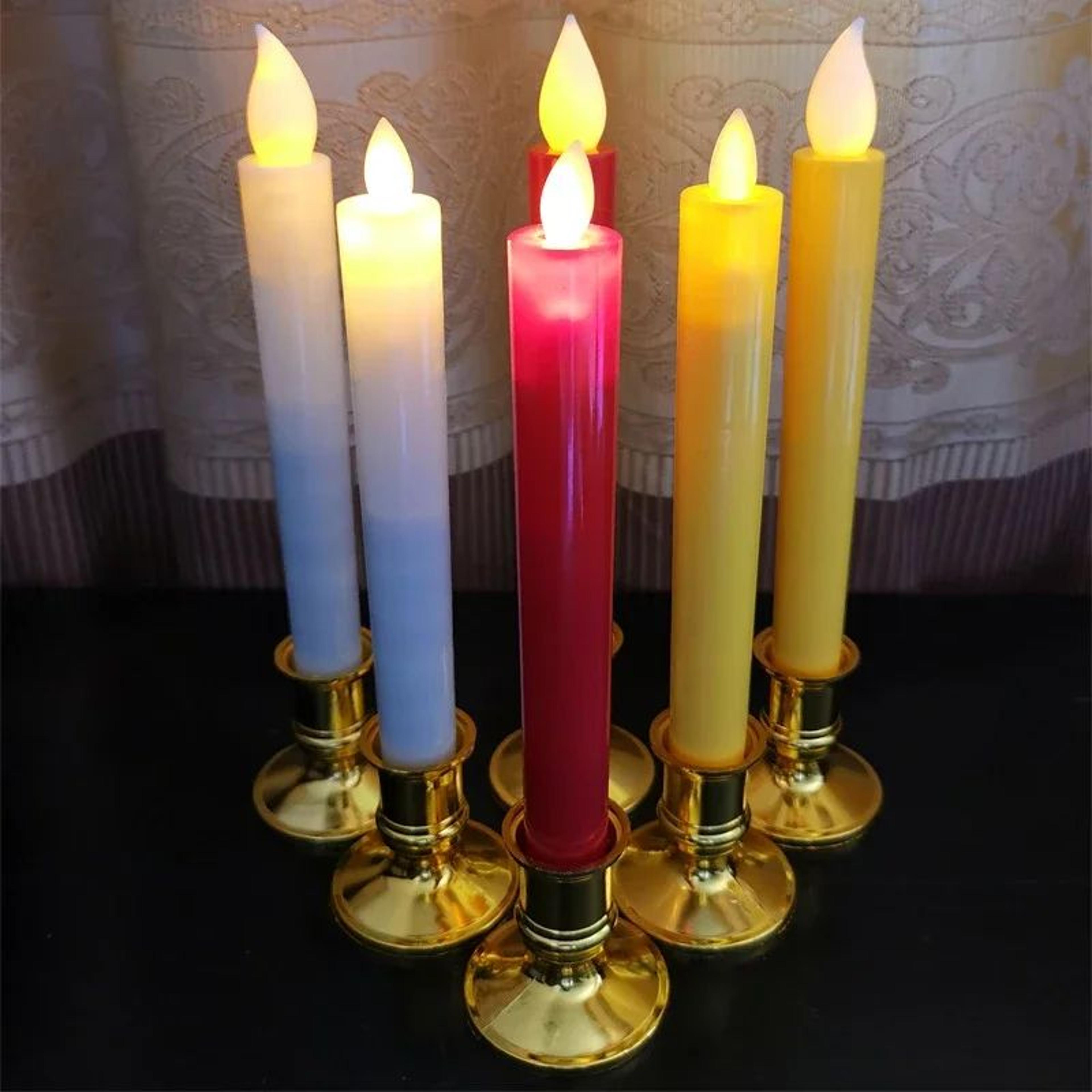 1 pair flameless led taper candles with removable bases – battery operated decorative candles for weddings & home decor