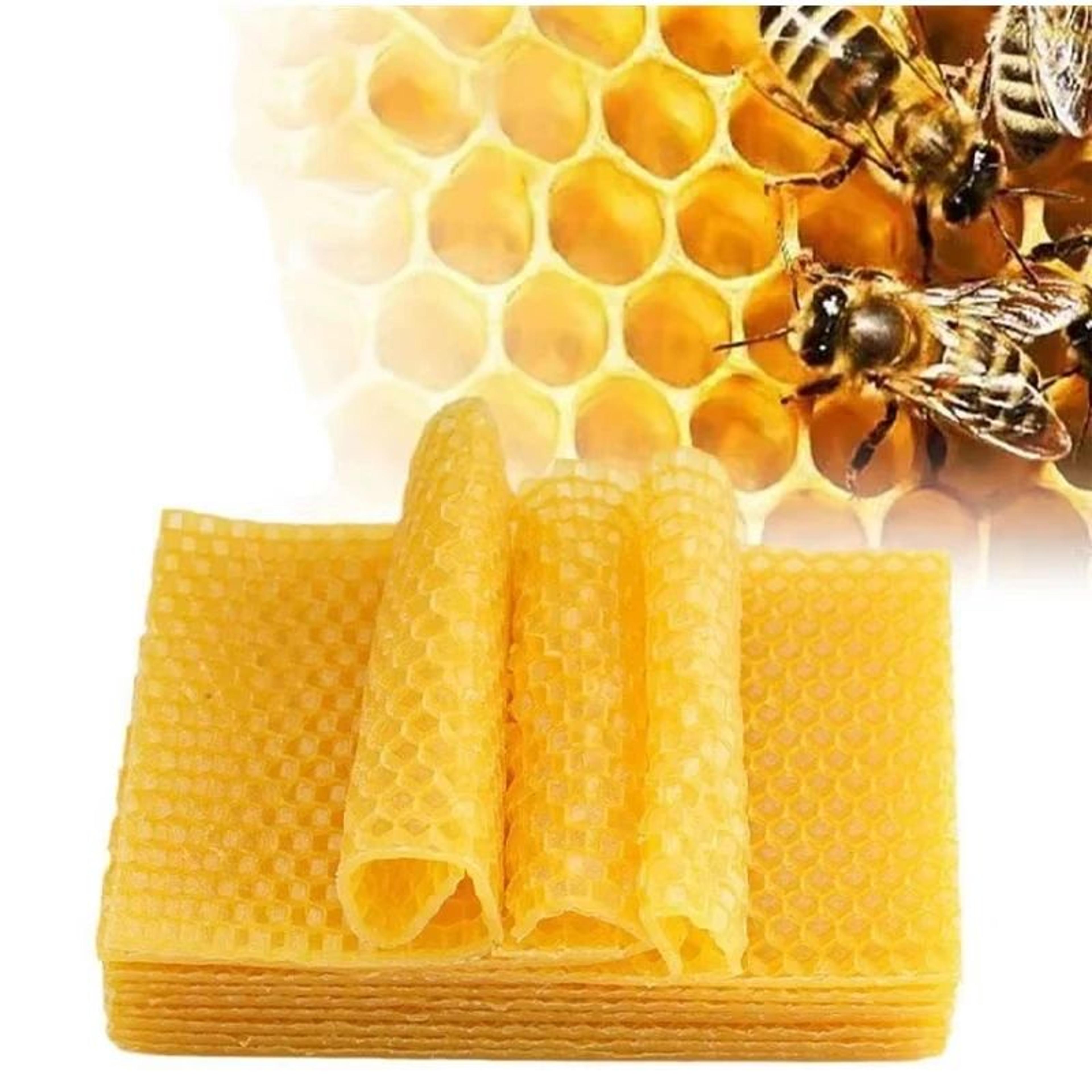 10pcs handmade natural beeswax taper candles – organic honeycomb dinner candles for weddings & home decor