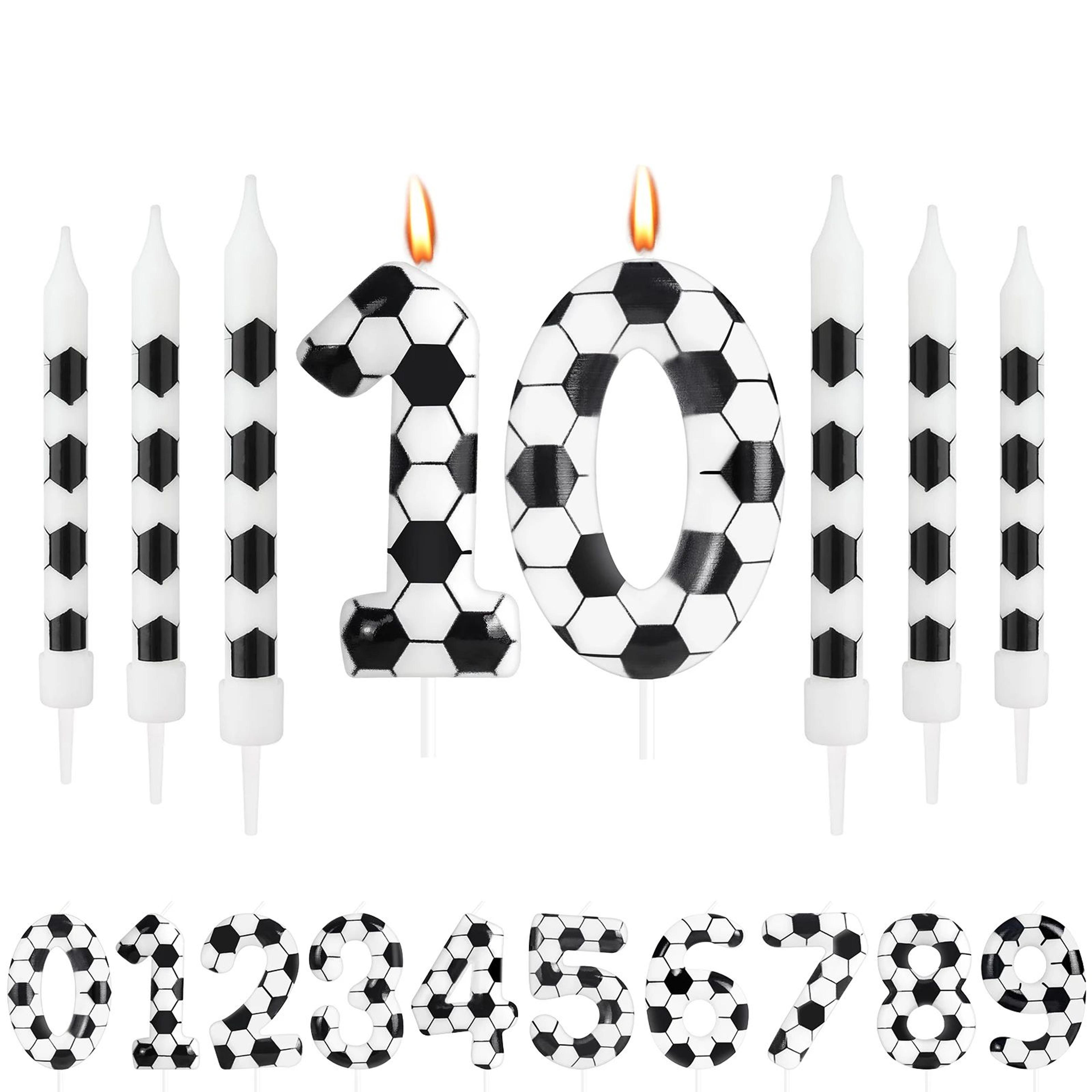 soccer number birthday candle 0–21 – paraffin wax cake topper for kids, adults, birthday & anniversary parties