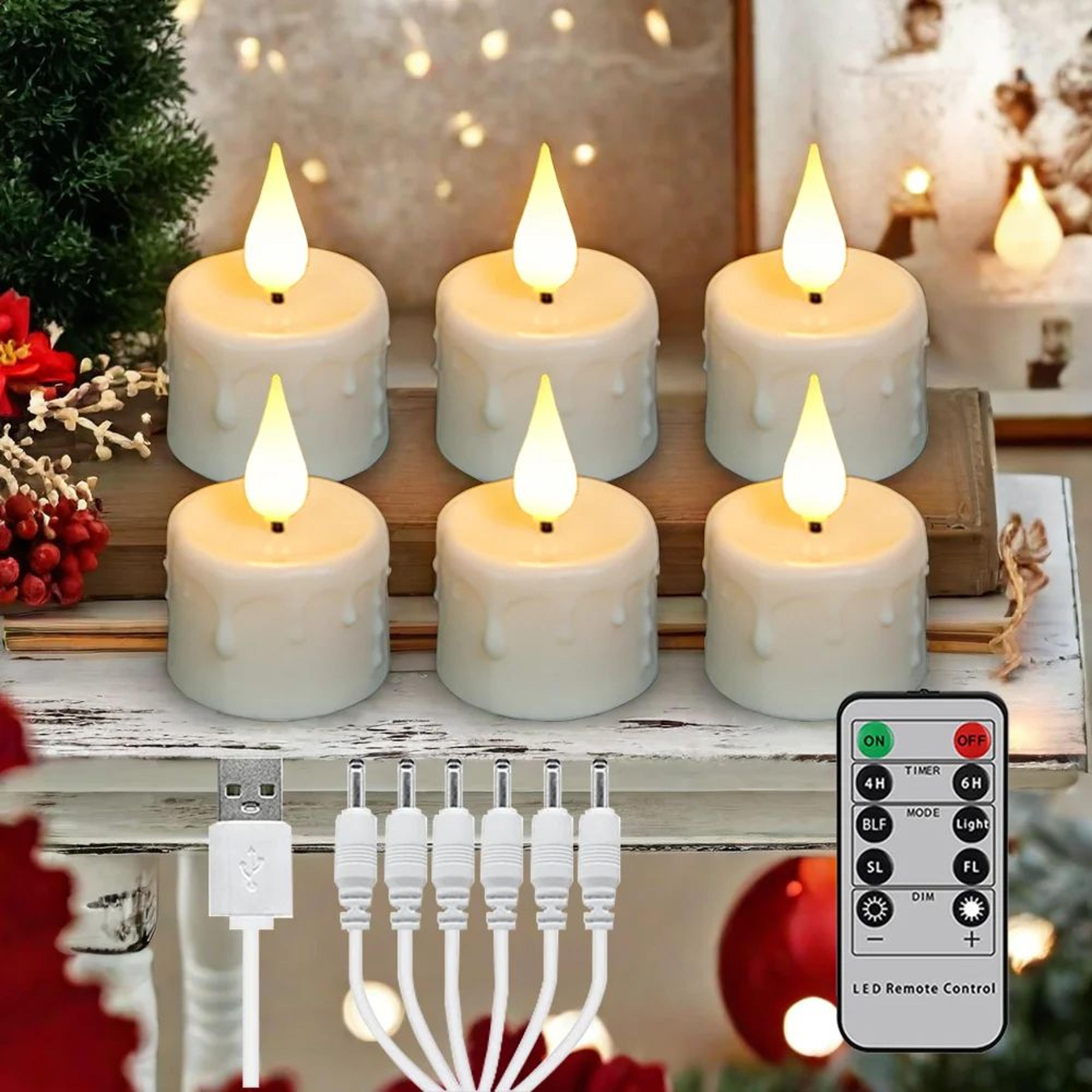 rechargeable flameless led candles with remote & timer –warm white flickering decorative candle set for home & christmas