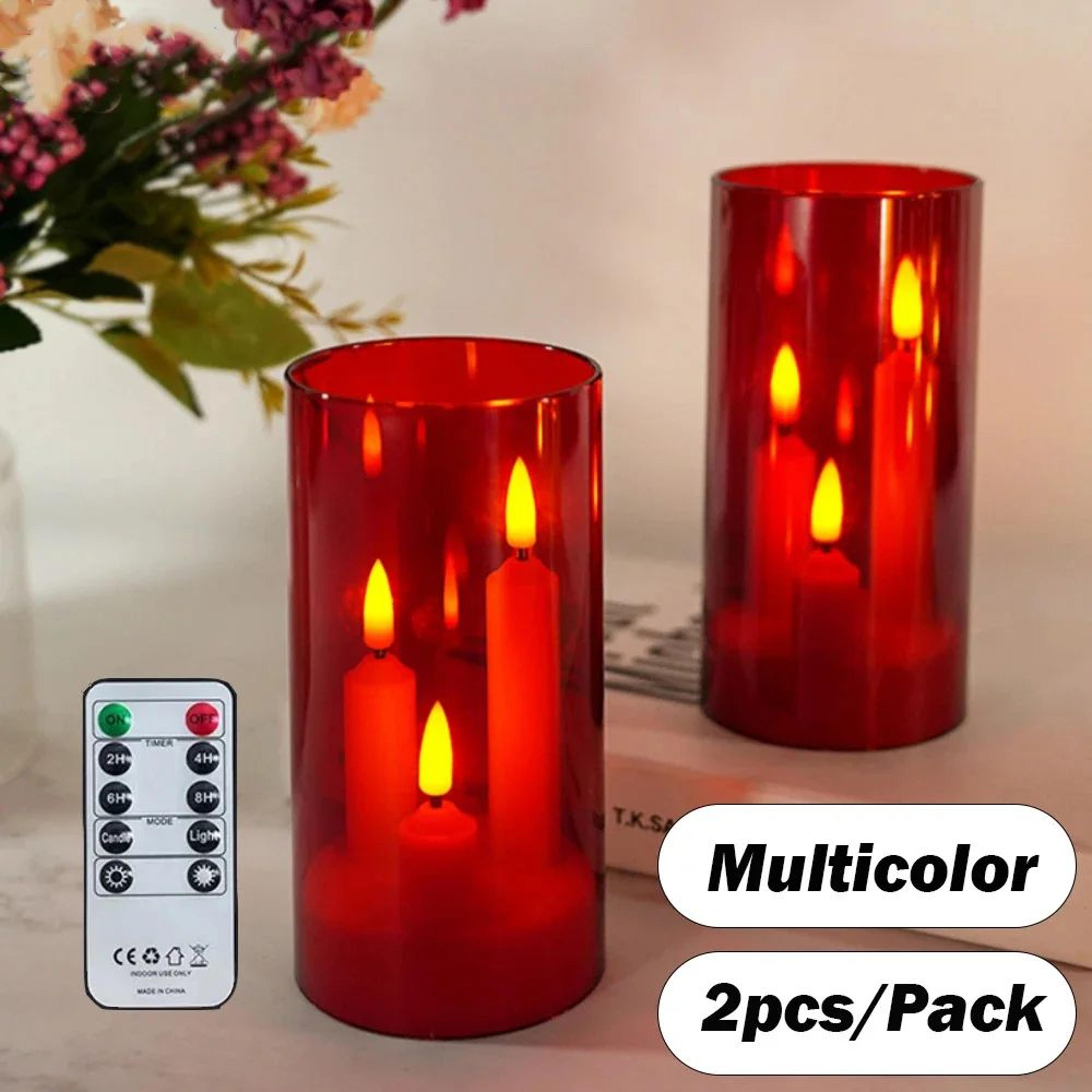 3-in-1 led flameless acrylic candles with ir remote – flickering color changing battery operated decorative candle set