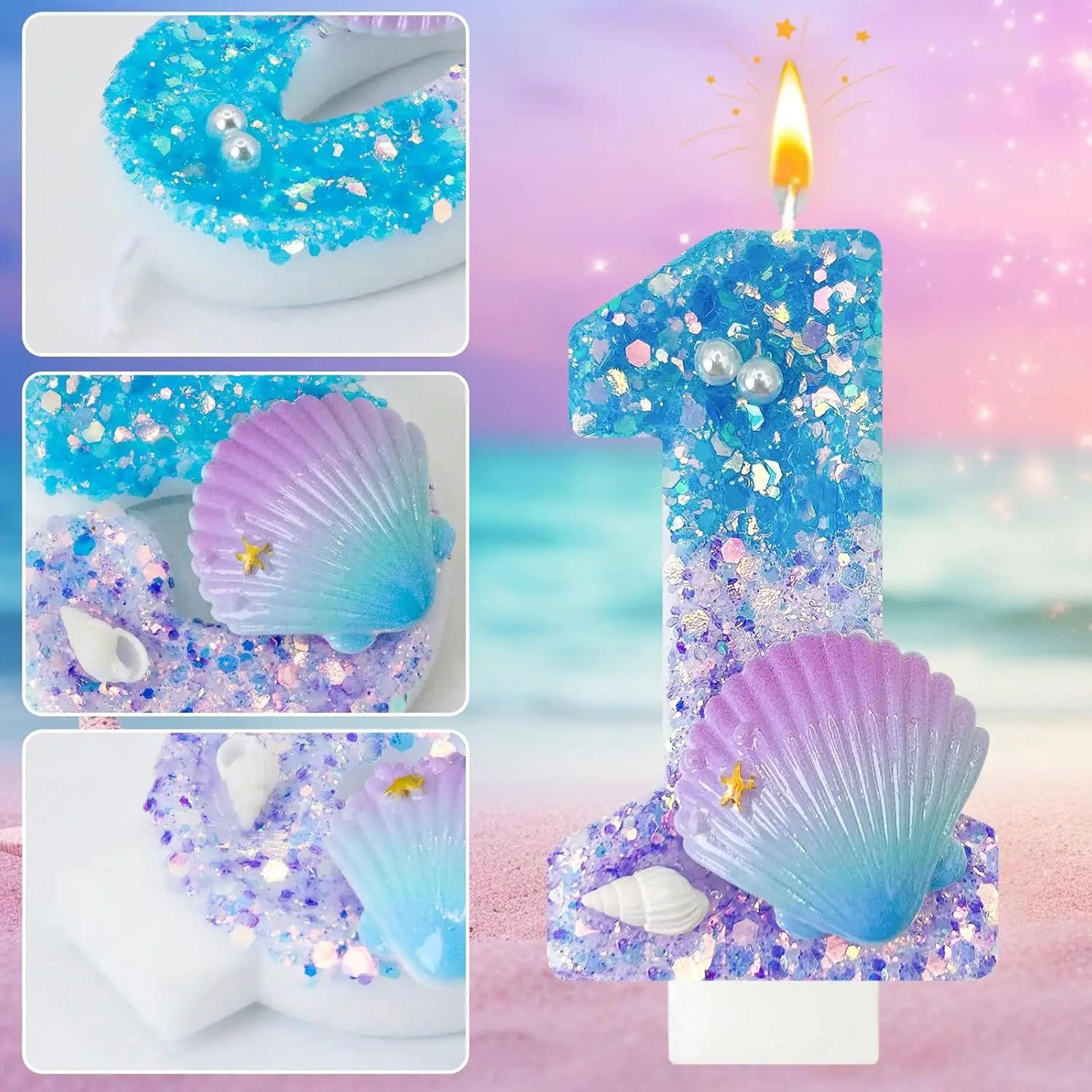 ocean shell number birthday candle – handmade paraffin wax cake topper for birthday & celebration decorations