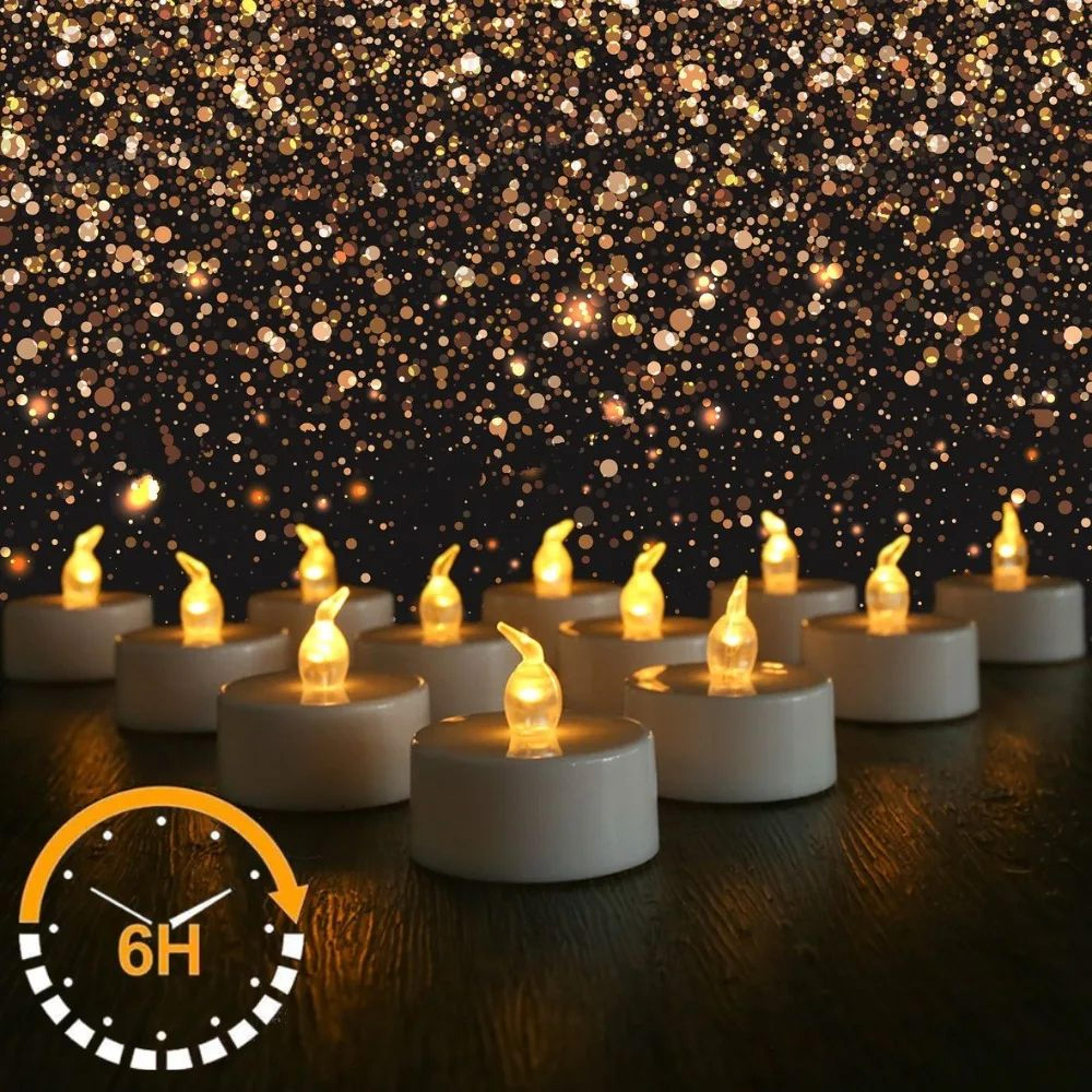 flameless flickering led tea lights with 6-hour timer – battery operated votive candles for home & holiday decor